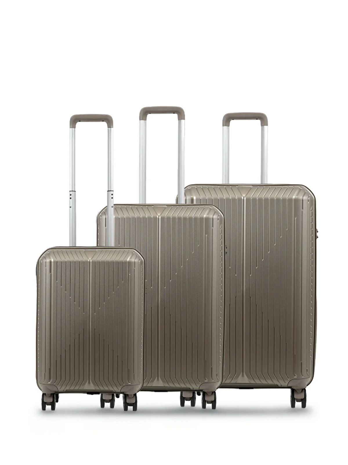 Ground Bej Dikey Çizgili Sirius 3'lü Set Valiz 10728 - S000604715