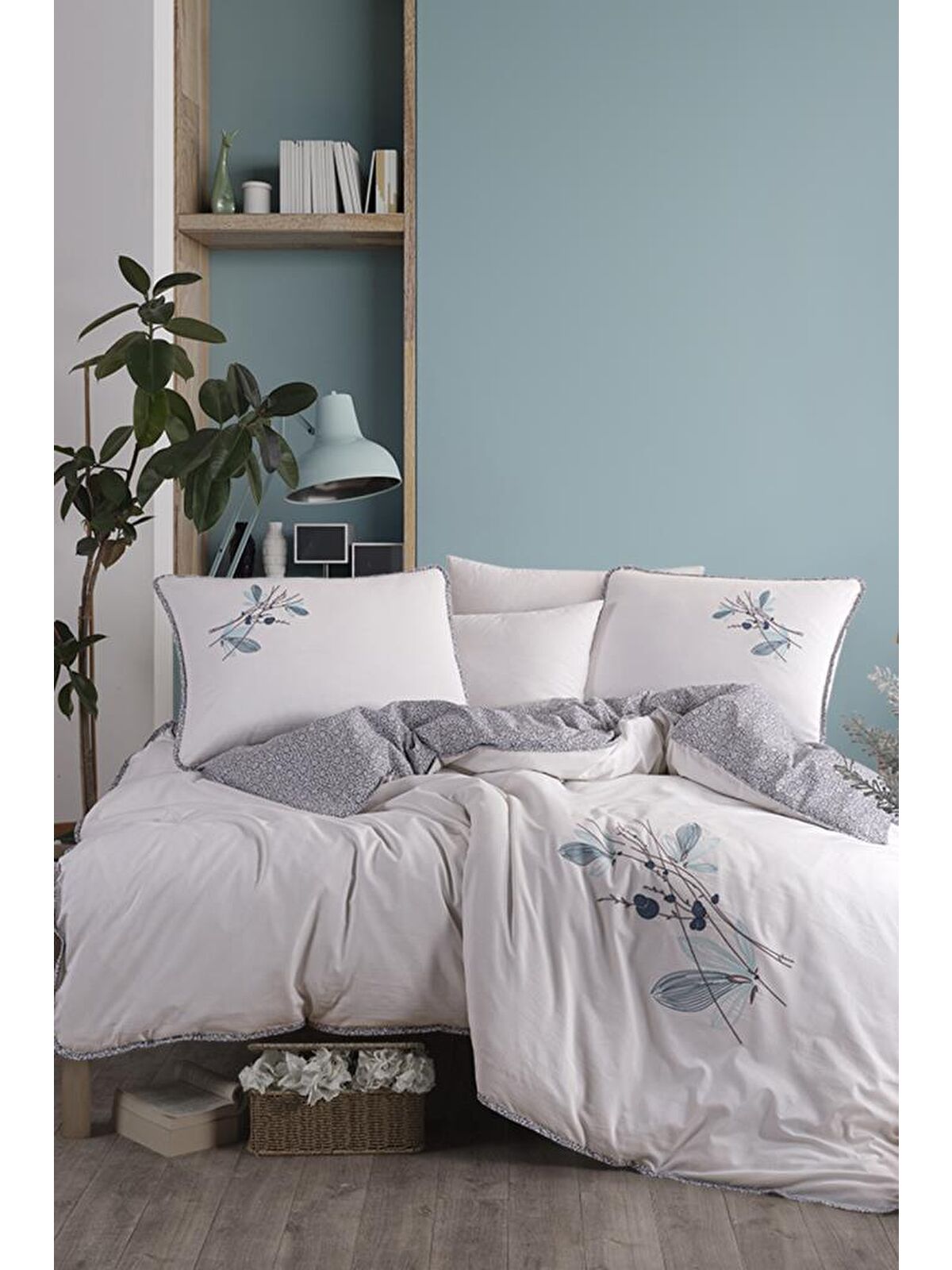Çeyiz Diyarı Flosh Linea 6 Parça %100 Pamuk Çift Kişilik Nevresim Takımı