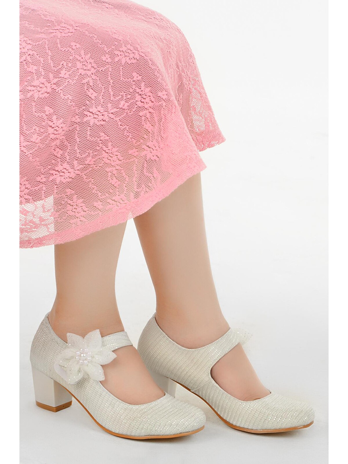 Kiko Kids Beyaz Angelina Çupra Günlük Kız Çocuk 4 Cm Topuklu Abiye