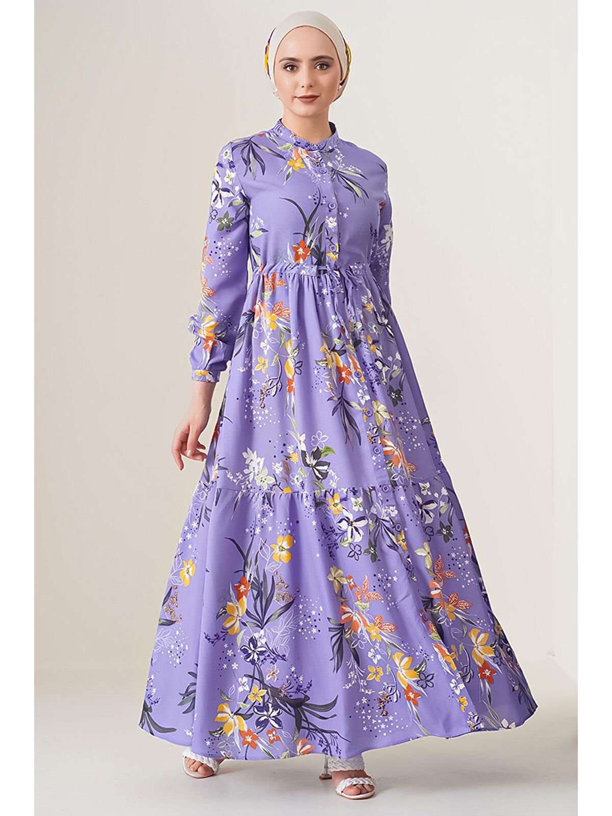 Bigdart 2144 Hakim Yaka Tesettür Elbise - A.Lila - S000089419