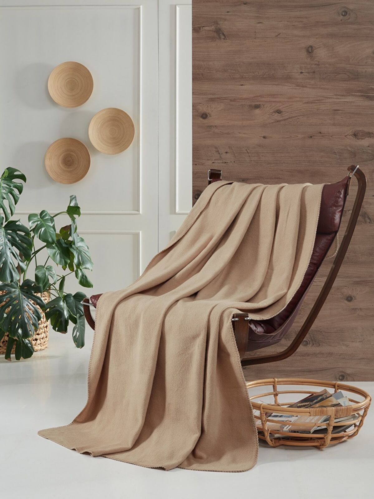 Aksu Brighton Collection Pamuklu TV Battaniye 130x170 Bej