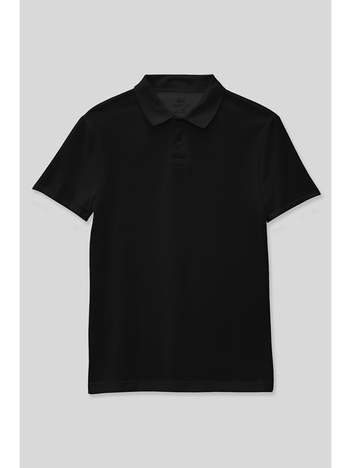 Tommylife Siyah Polo Yaka Standart Fit Basic Unisex T-Shirt - 11330