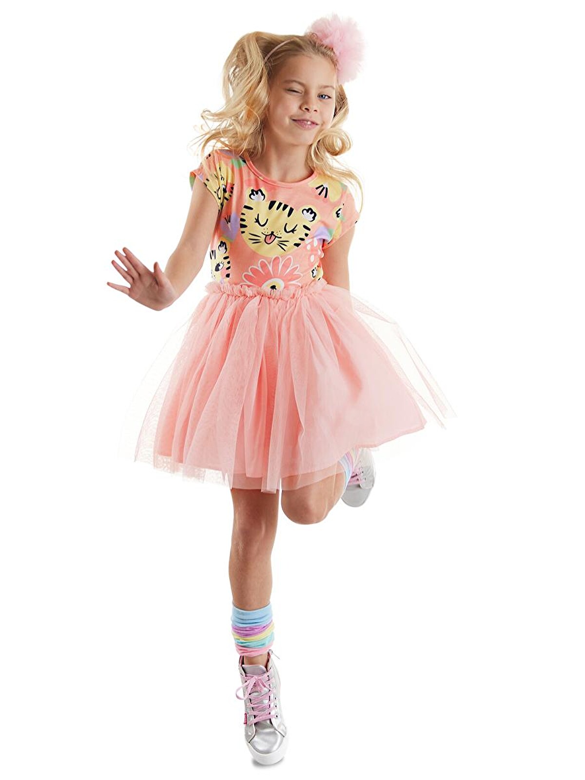 Denokids Leo Flower Kız Çocuk Tüllü Elbise