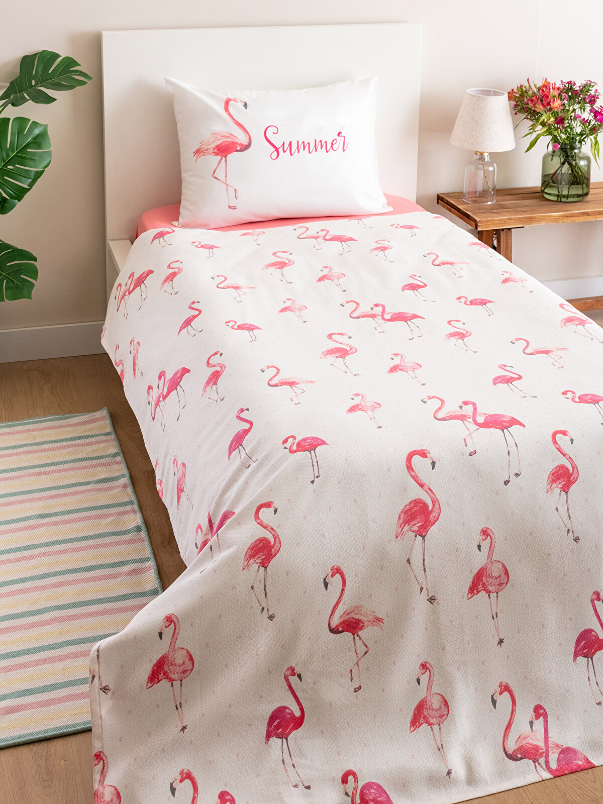 LCW HOME Flamingo Desenli Tek Kişilik Pike Takımı - S2J512Z8-LT4