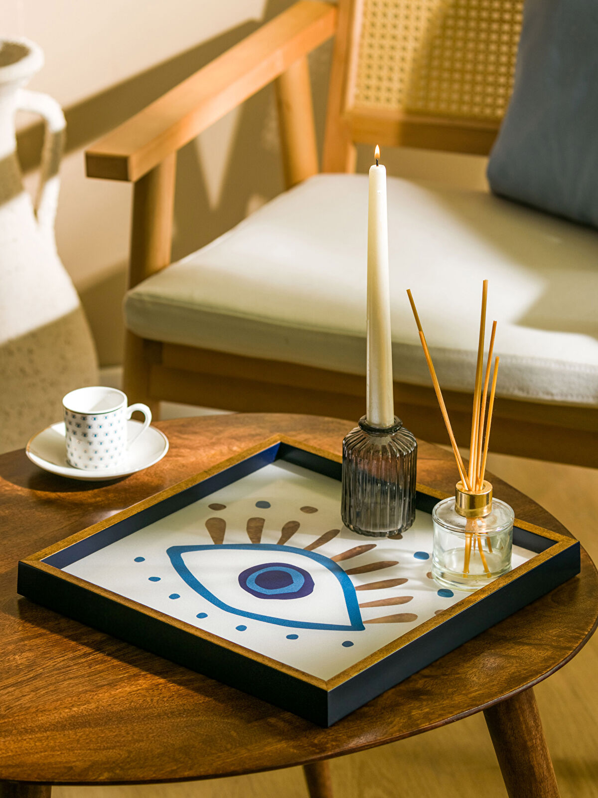 LCW HOME Karışık Göz Baskılı Dekoratif Tepsi 33x33 cm - S3HB48Z8