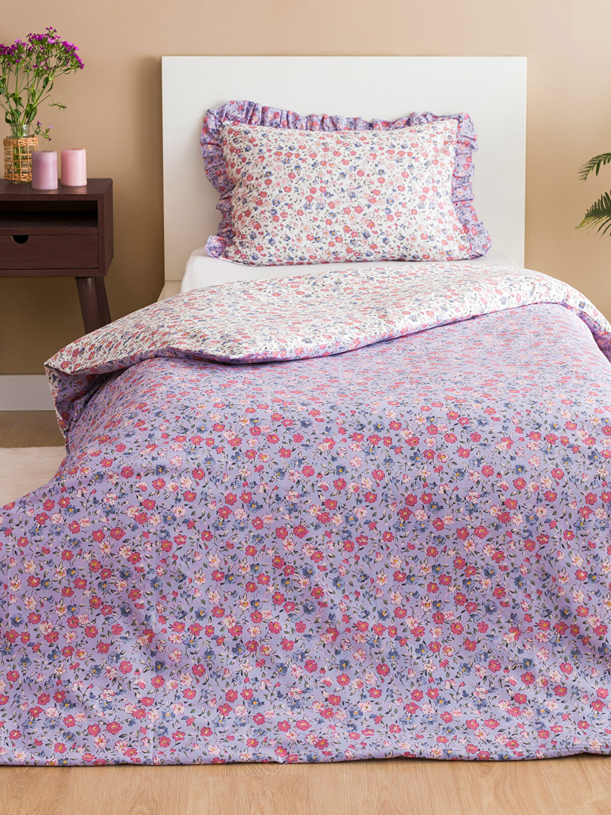 LCW HOME Karışık Çiçek Baskılı Tek Kişilik Nevresim Seti