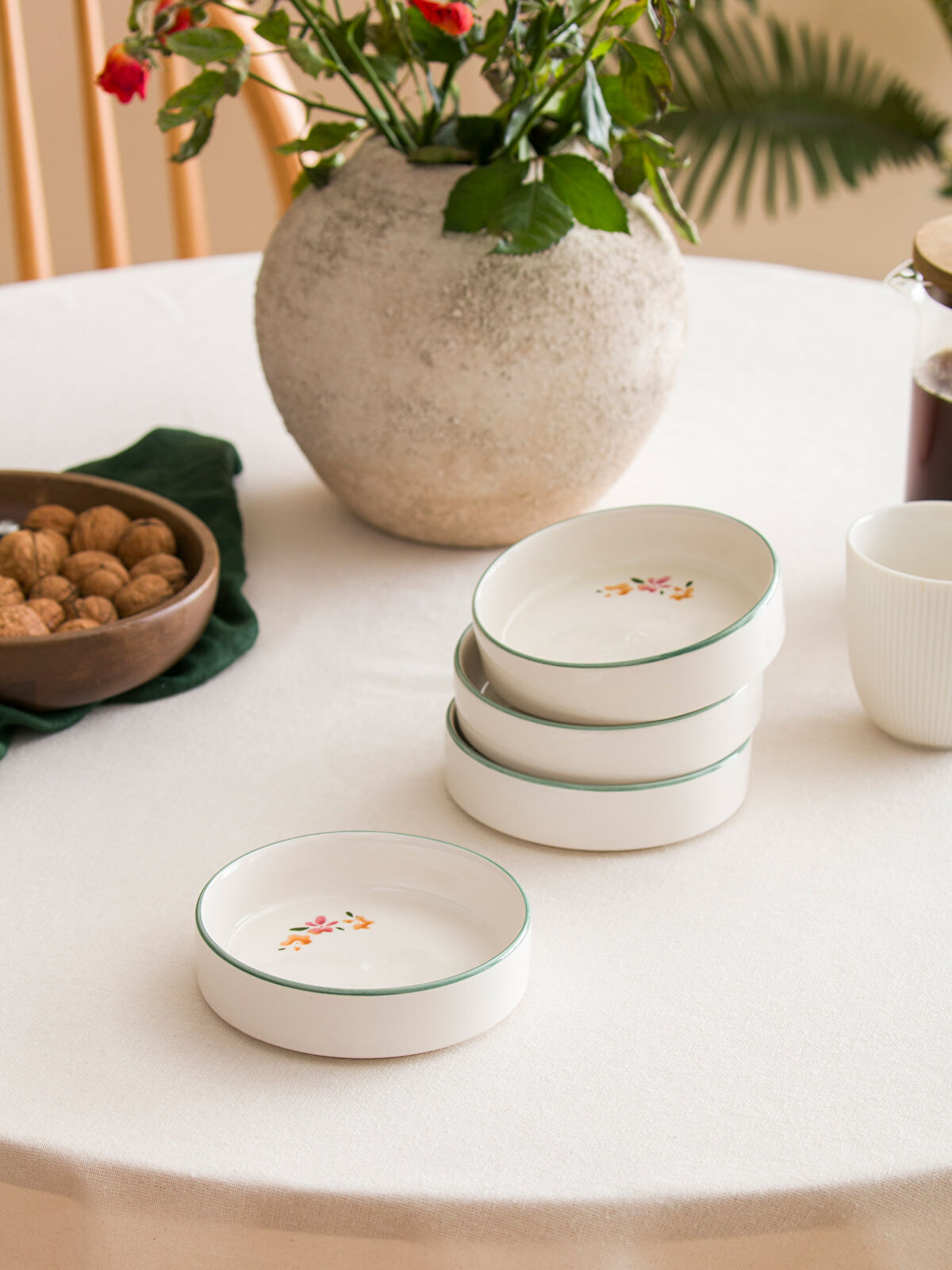 LCW HOME Flower Printed Ceramic Bowl Set -S4HE59Z8-F9C - LC