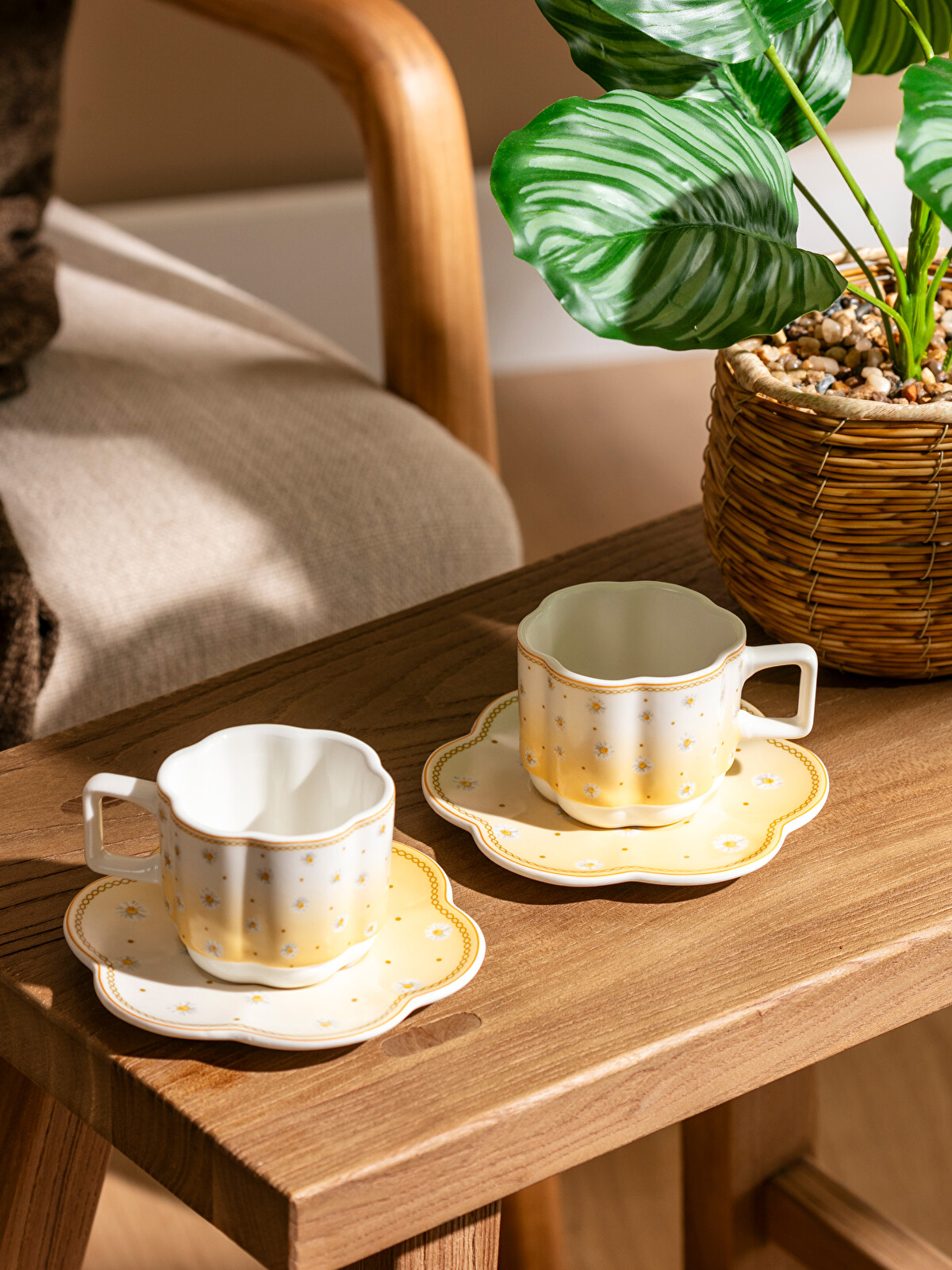 LCW HOME Floral Printed 2-person Porcelain Coffee Cup Set 90 Ml