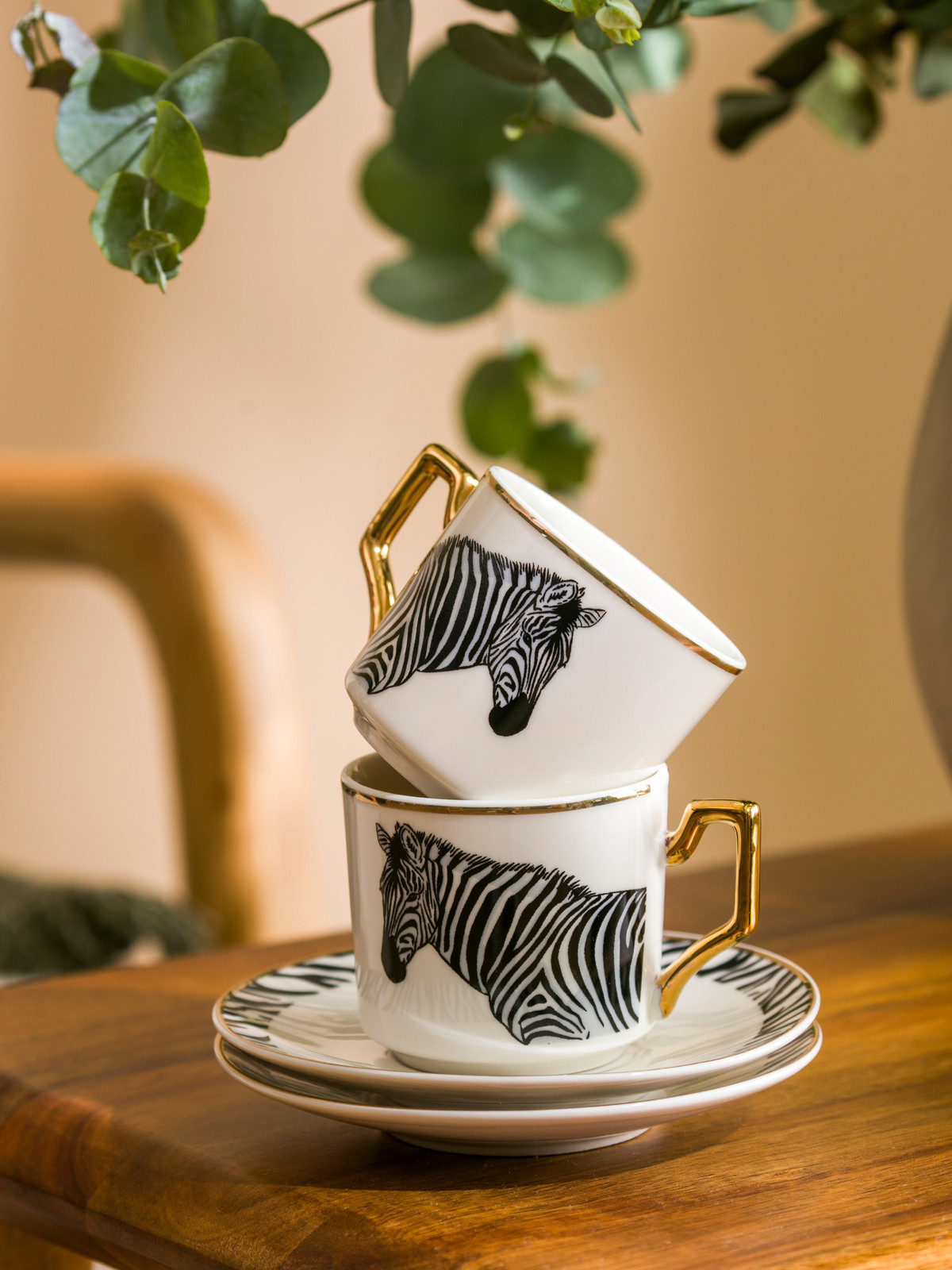 LCW HOME Zebra Baskılı 2 Kişilik Porselen Kahve Fincan Takımı 90