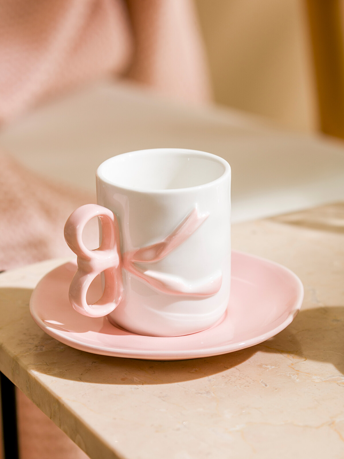 LCW HOME Bow Patterned Porcelain Coffee Cup Set for 2 People 90 ml