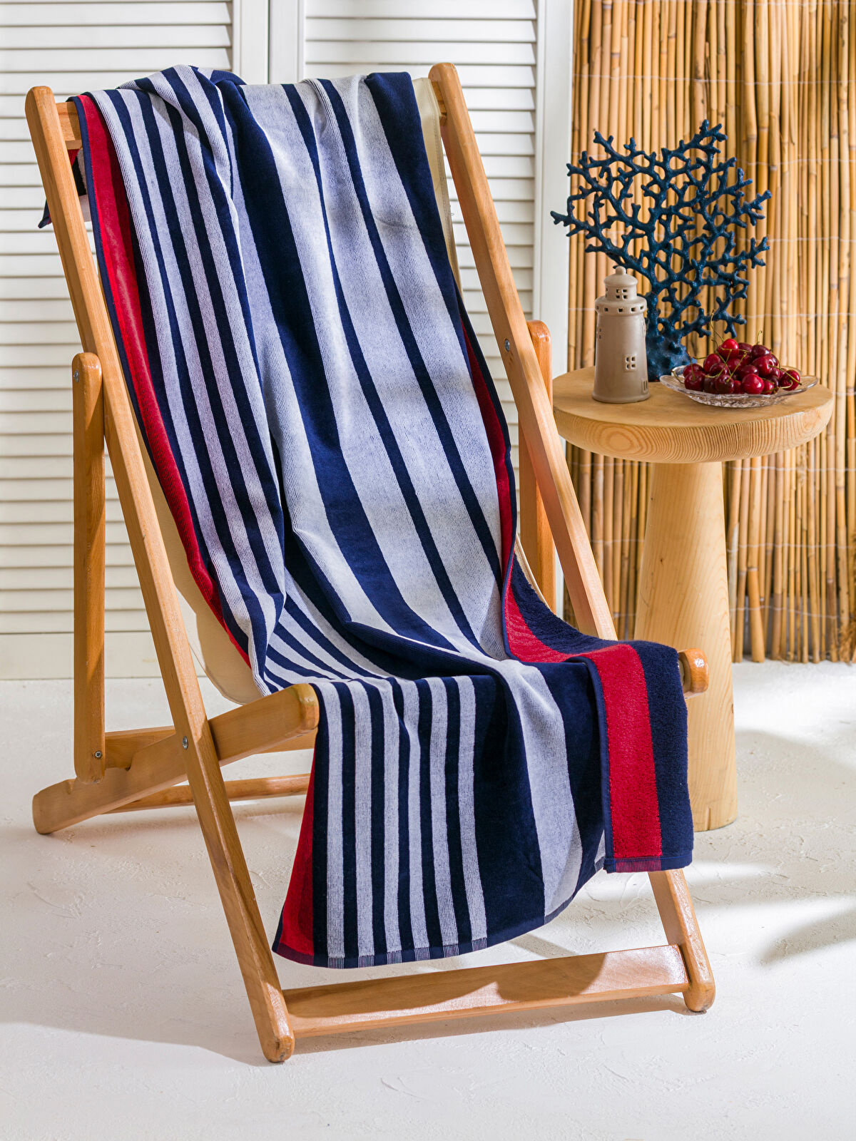 LCW ACCESSORIES Lacivert Çizgi Desenli Erkek Plaj Havlusu 70x150