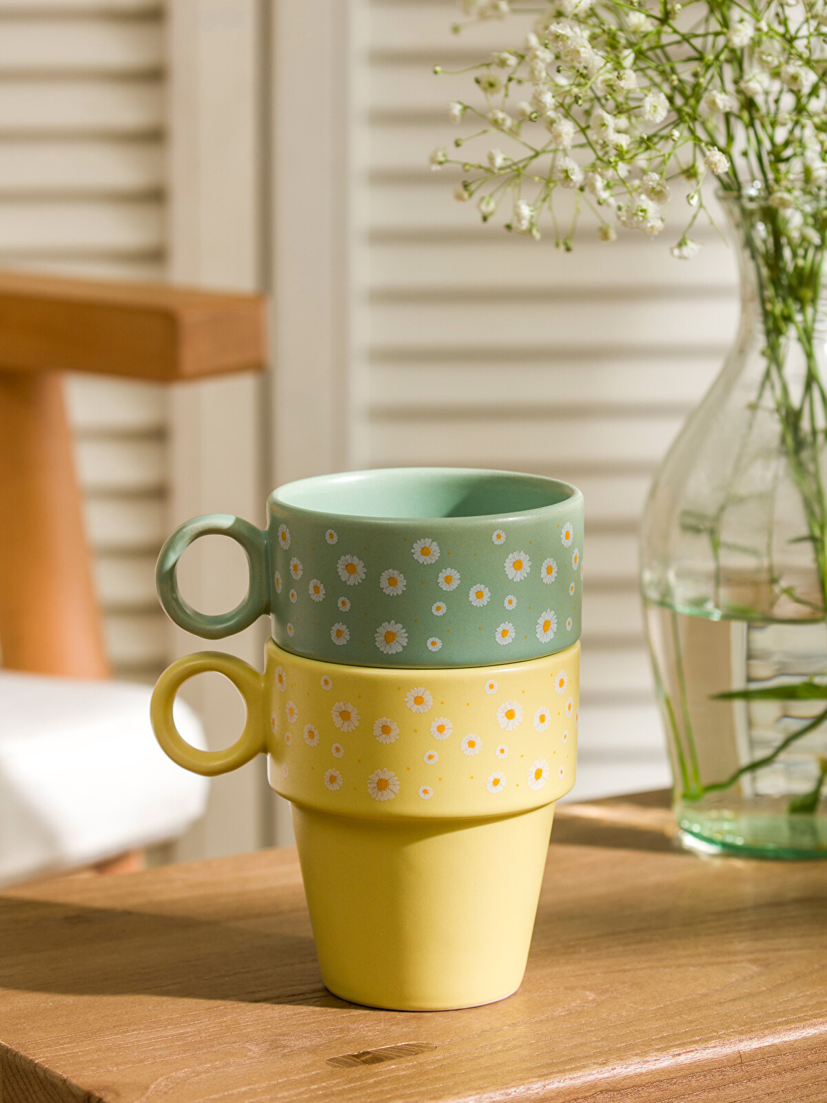 LCW HOME Set de Căni Ceramice cu Model Floral 2 Bucăți 280 ml