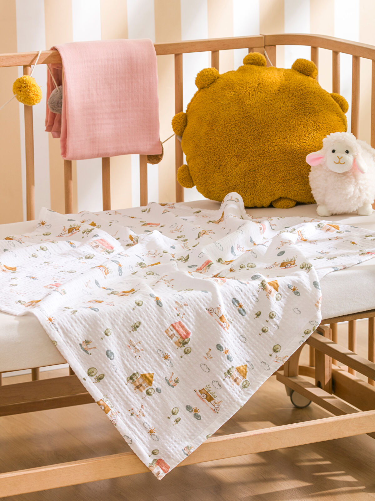 LCW HOME Baskılı Kız Bebek Müslin Örtü 85x85 cm