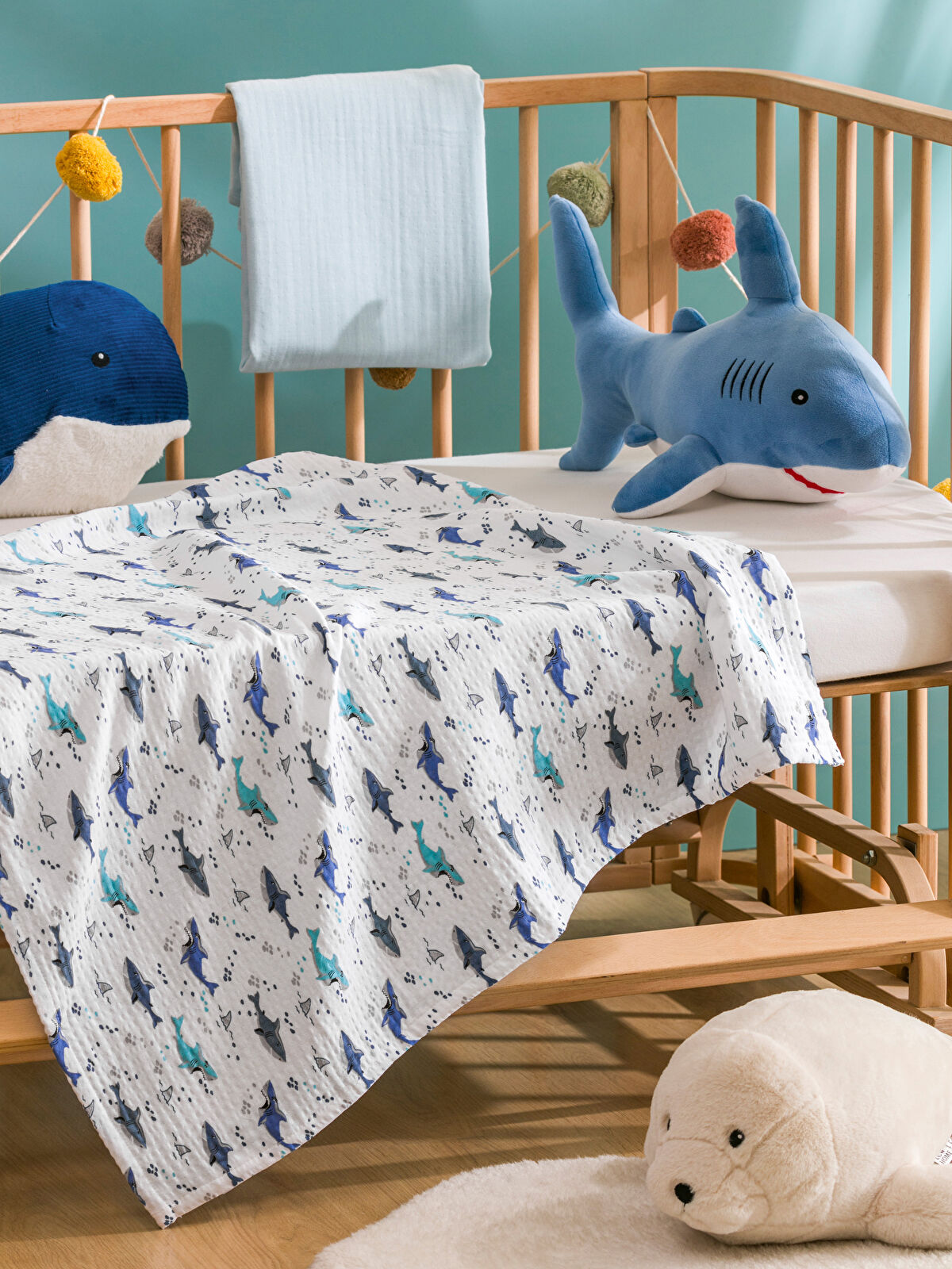 LCW HOME Baskılı Erkek Bebek Müslin Örtü 85x85 cm