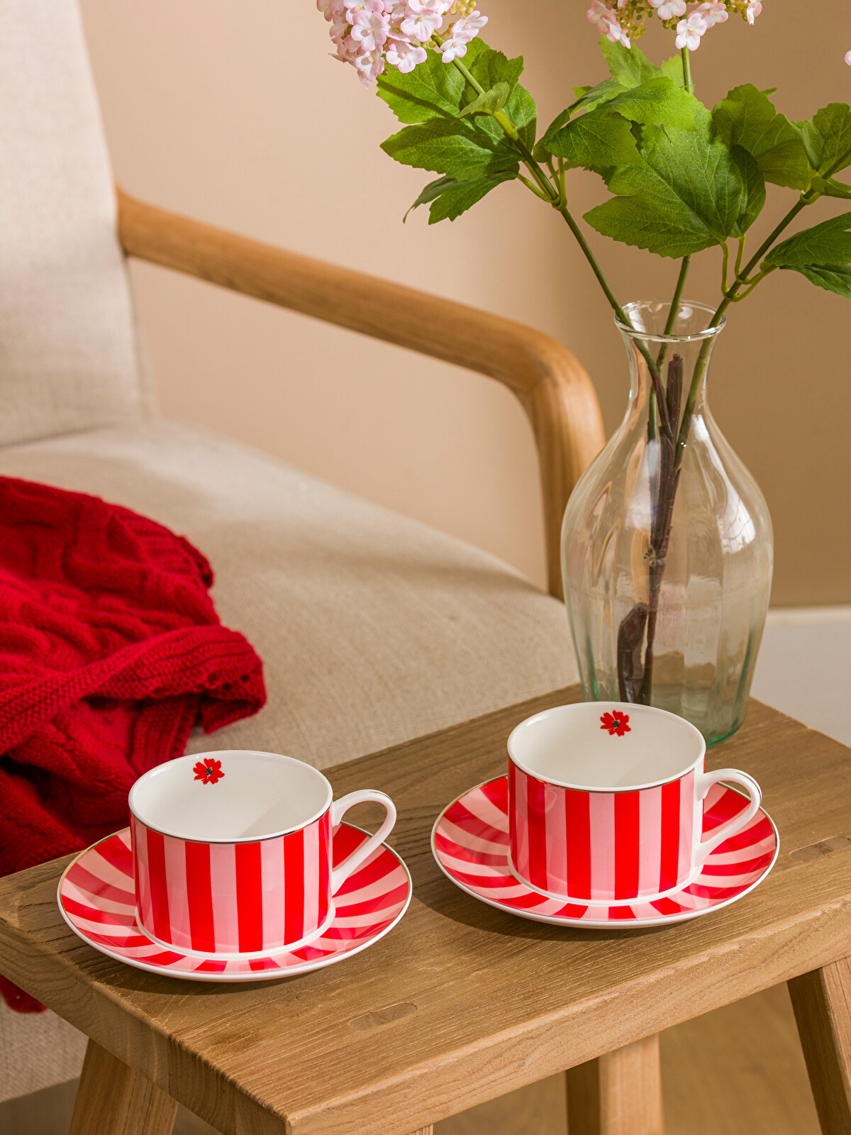 LCW HOME Printed Porcelain Coffee Cup Set For Two, 90 Ml