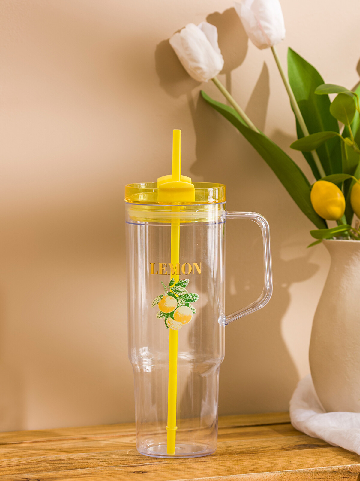 LCW HOME Renksiz Limon Baskılı Pipetli Bardak 1200 Ml - S6DK96Z8