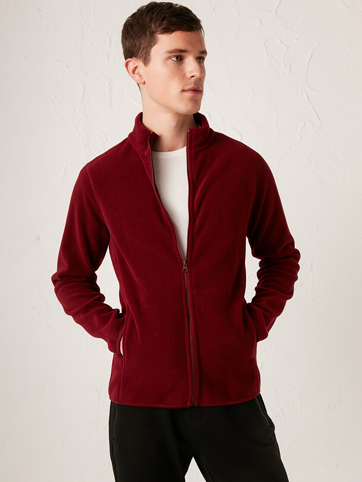 LCWAIKIKI Basic Vertical Collar Thick Fleece Cardigan - 0W6006Z8
