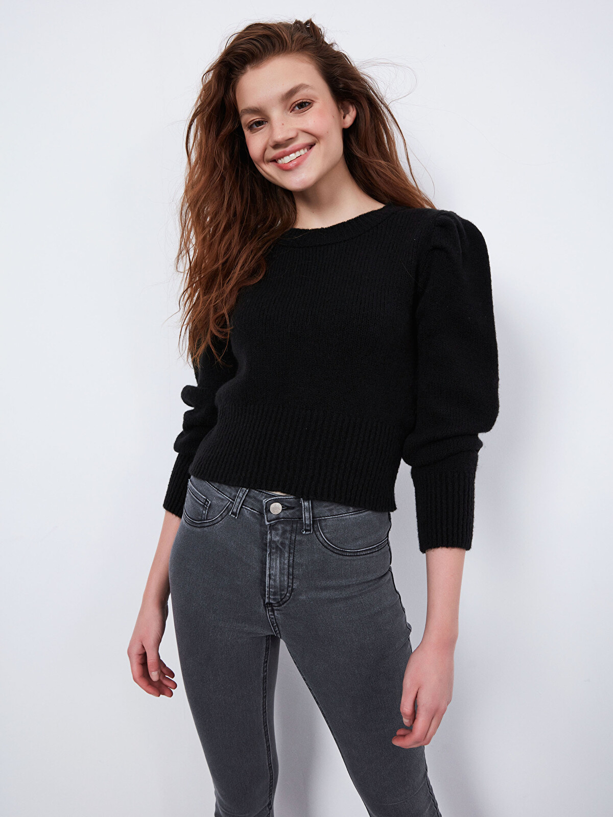 XSIDE Balloon Sleeve Tricot Jumper - 0WDB40Z8-CVL | LC Waikiki