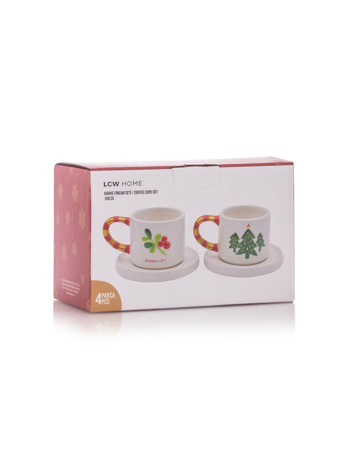 Christmas Concepts - Ensemble 4 Tasses à Expresso Et Soucoupes Céramique Luxe 'Gingerbread' 3 Oz | Décoration Village Enneigé, Coffret Cadeau Inclus
