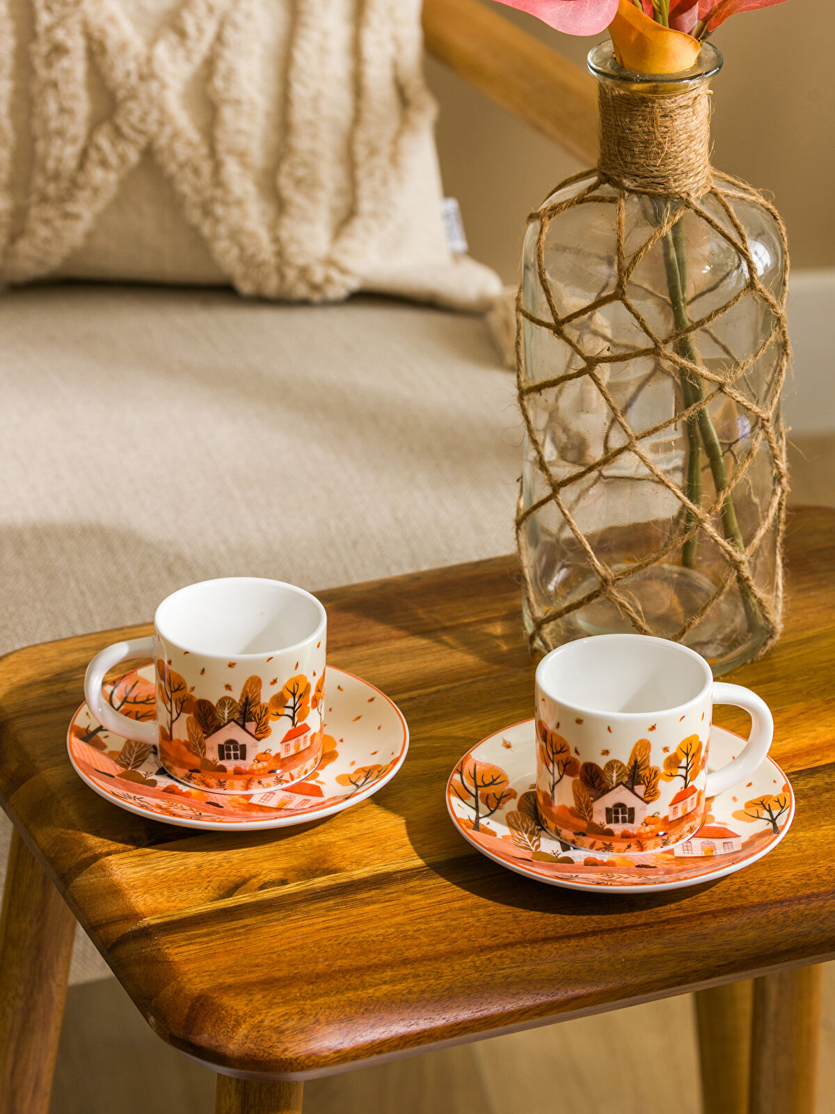 LCW HOME Printed 2-Person Porcelain Coffee Cup Set 90 ml