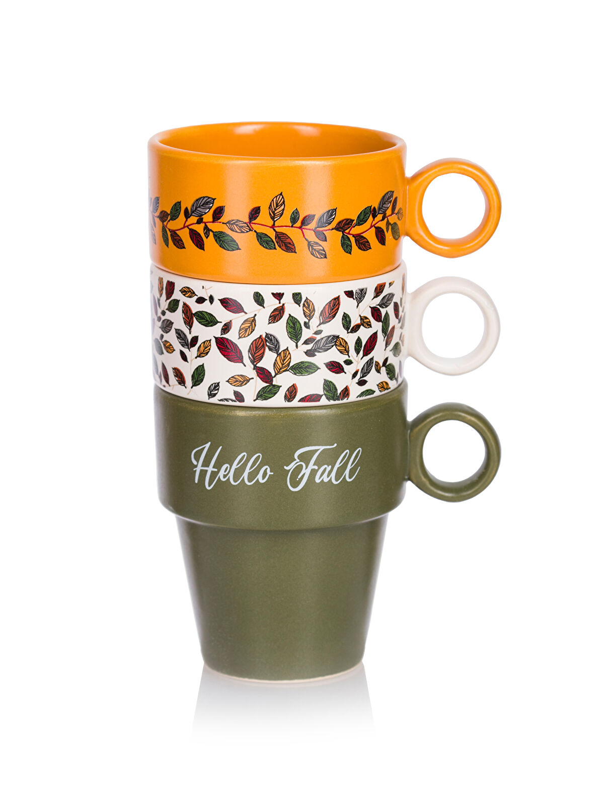 Printed Ceramic Mug Set 3-pack 280 ml -W4EM01Z8-F9C - LC Waikiki