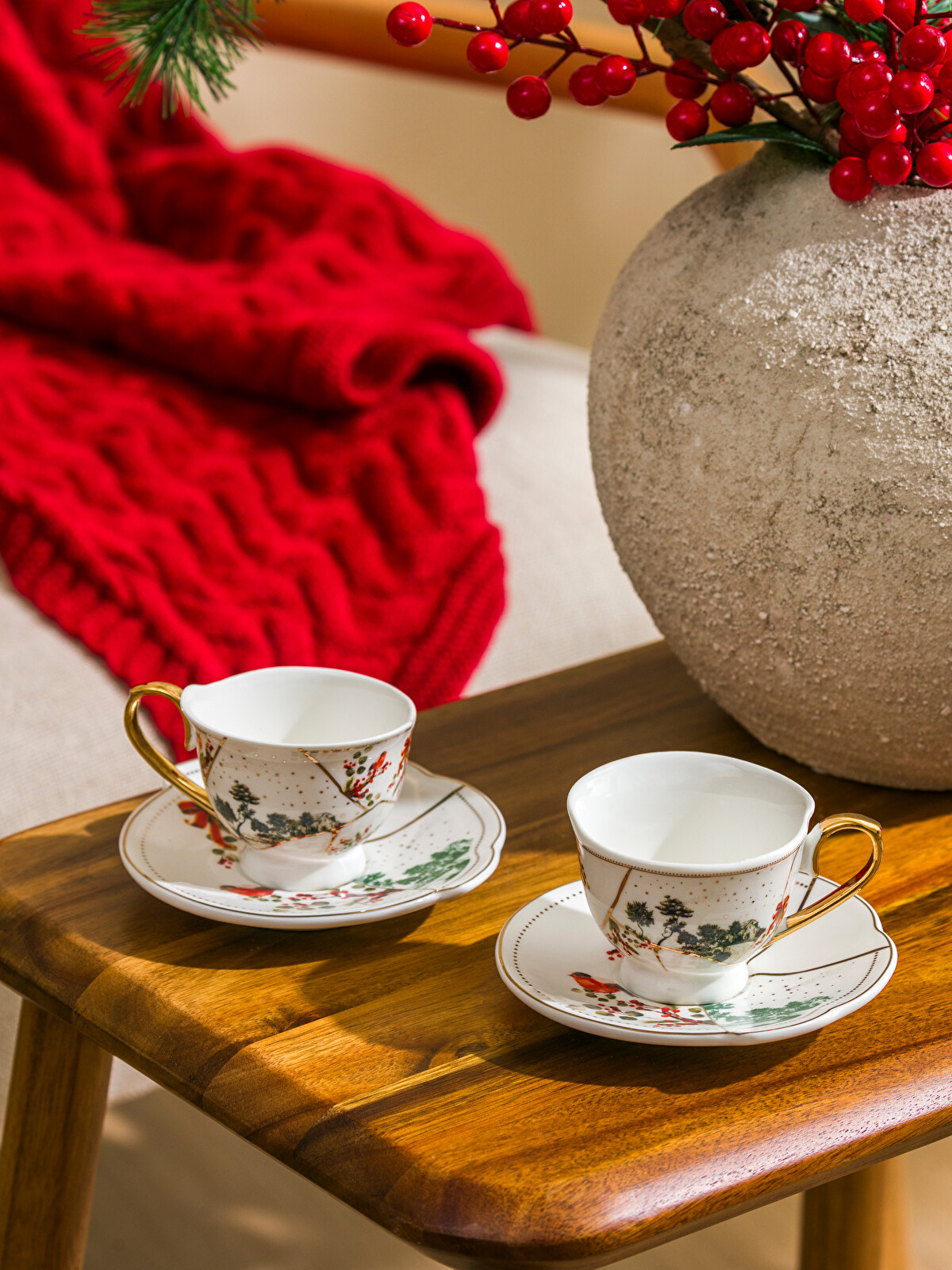 脚付★Eclectique kaikai ★輪花皿★豪華 LCW HOME Printed 2-Person Porcelain Coffee Cup Set 90 ml