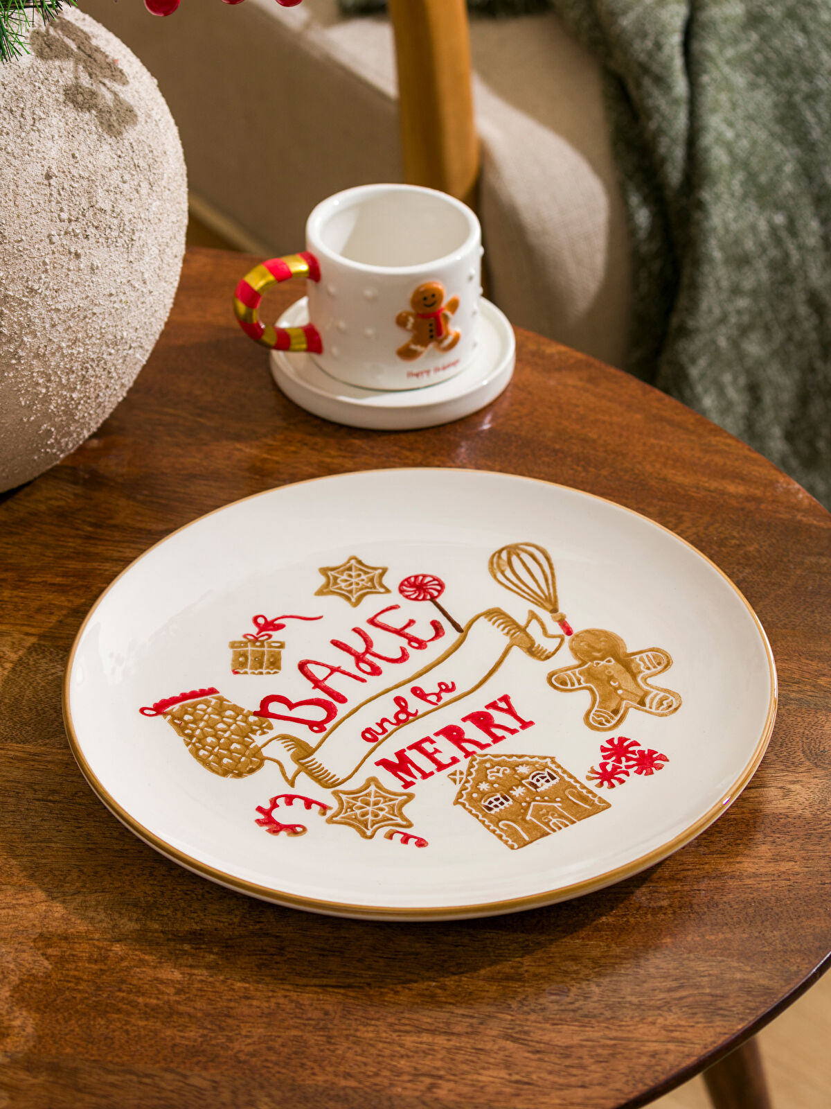 Printed Ceramic Cake Plate 28 cm -W4HC89Z8-J5E - LC Waikiki