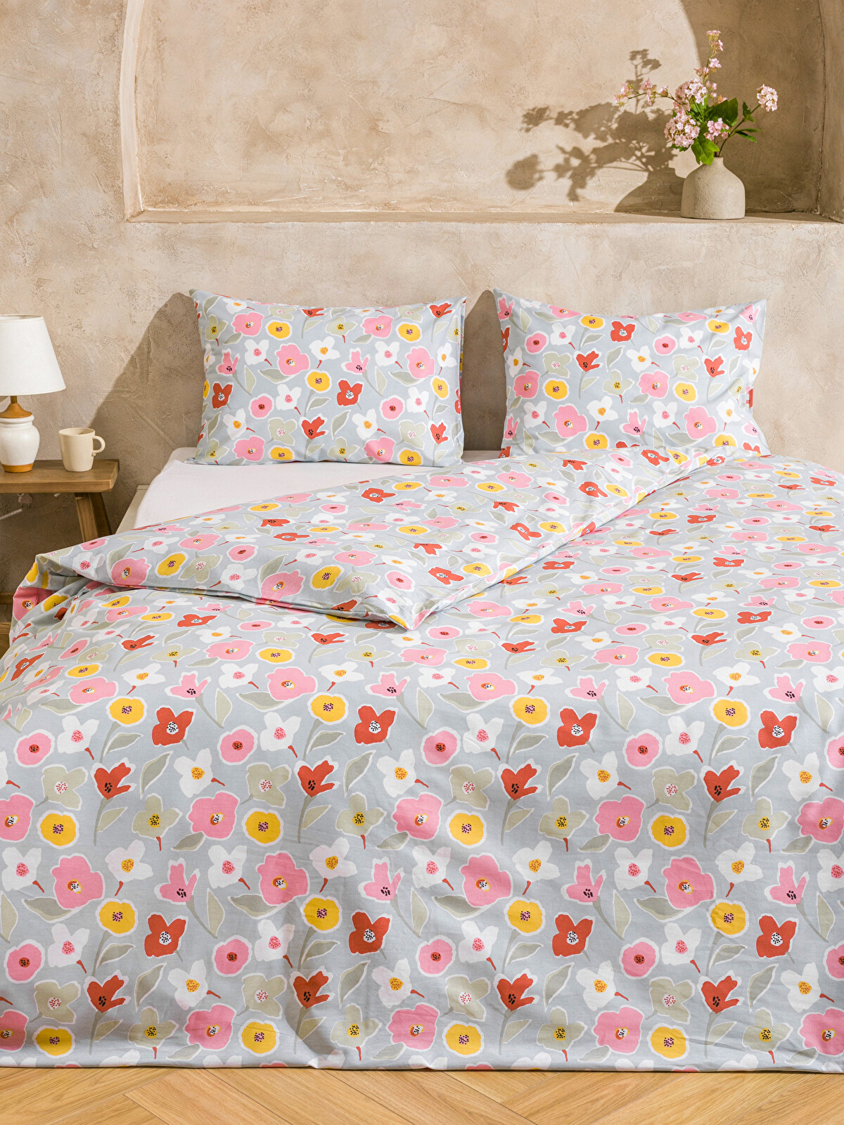 LCW HOME Karışık Çiçek Baskılı Çift Kişilik Nevresim Seti