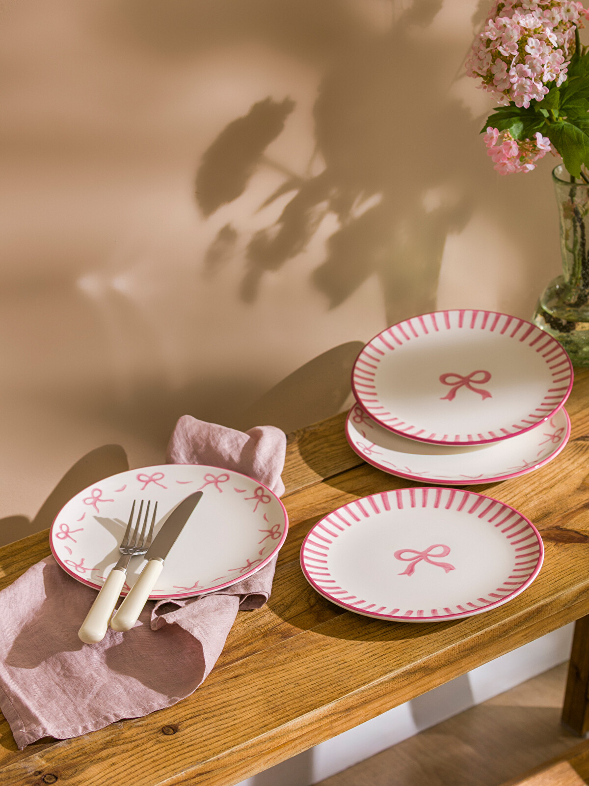 LCW HOME Fiyonk Baskılı Seramik Pasta Tabağı Seti 4'lü 21 Cm