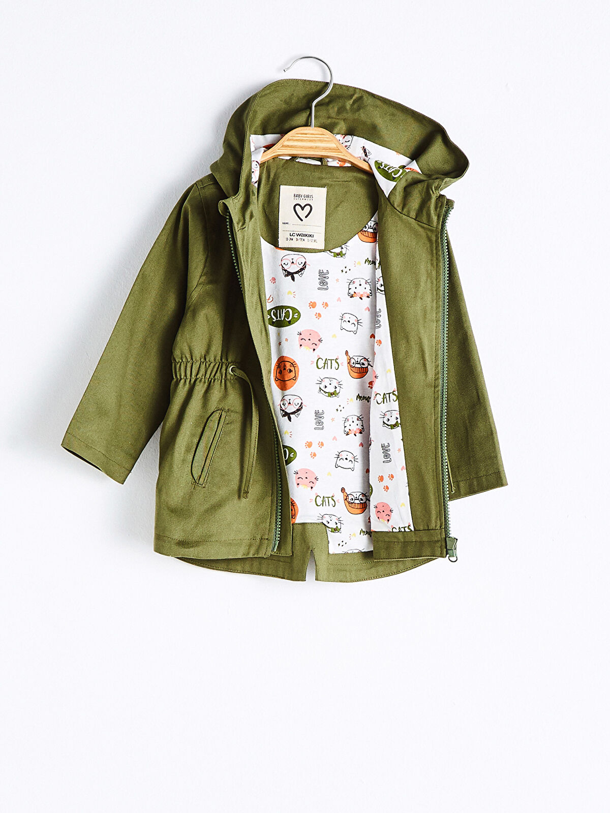 LCW baby Baby Girl's Zip-Down Short Coat with Hood -S10931Z1