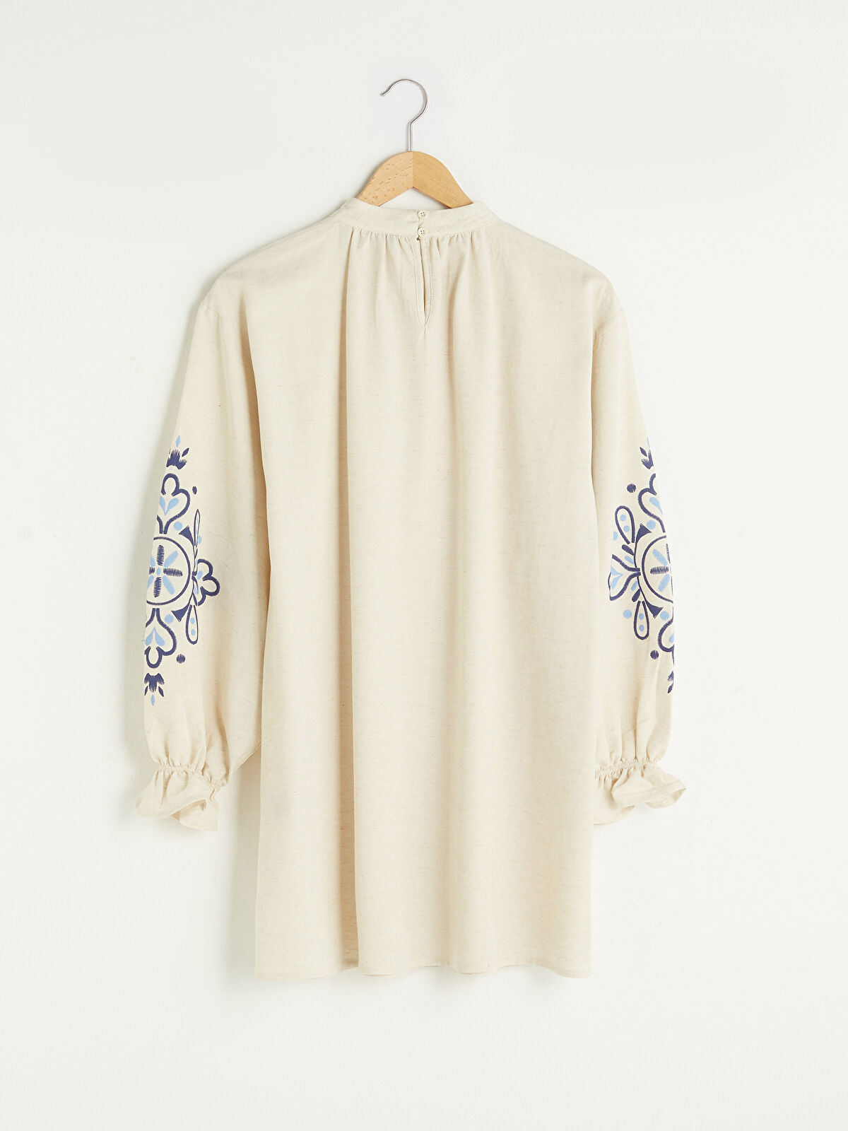 LCW Modest Crew Neck Embroidered Long Sleeve Oversize