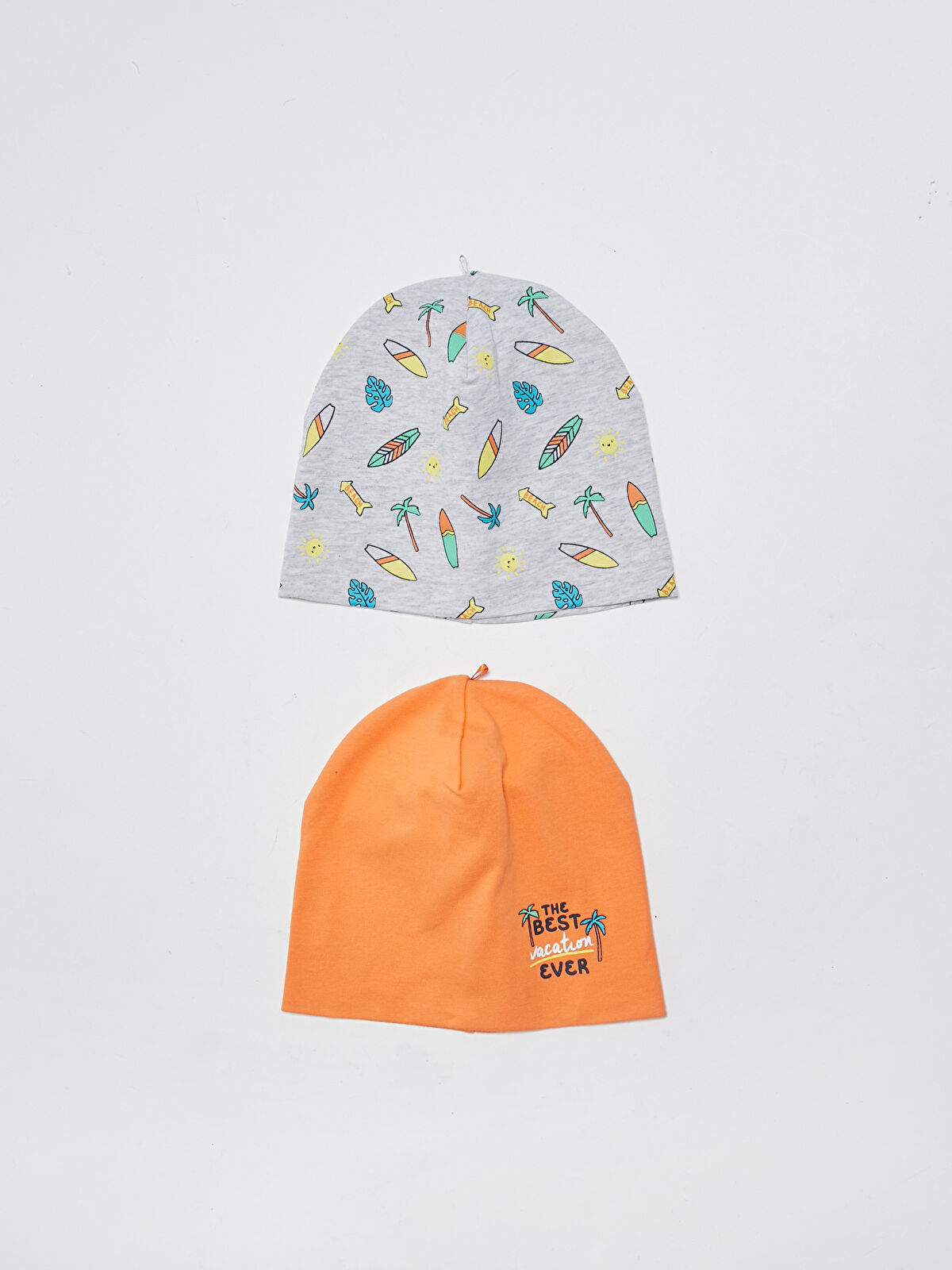 LCW baby Printed Cotton Unisex Baby Beanie 2 Pieces
