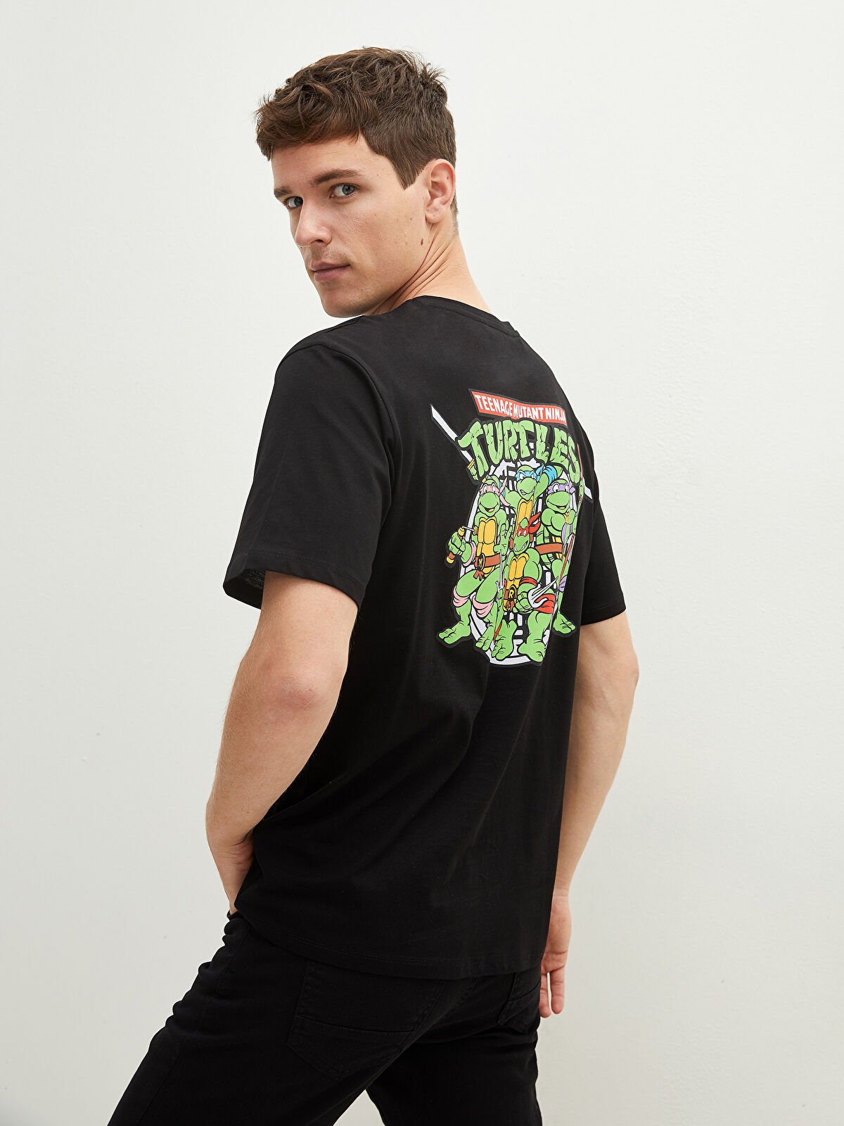 XSIDE Bisiklet Yaka Kısa Kollu Ninja Kaplumbağalar Baskılı Penye