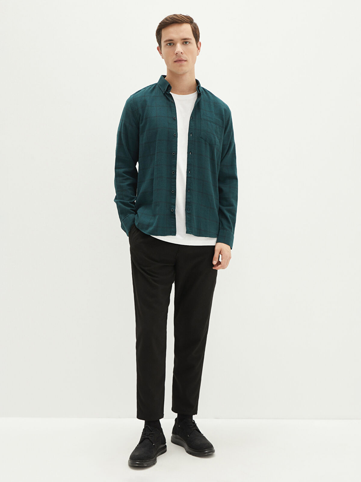 さぶぶ LCWAIKIKI Classic Slim Fit Long Sleeve Plaid Twill Men's