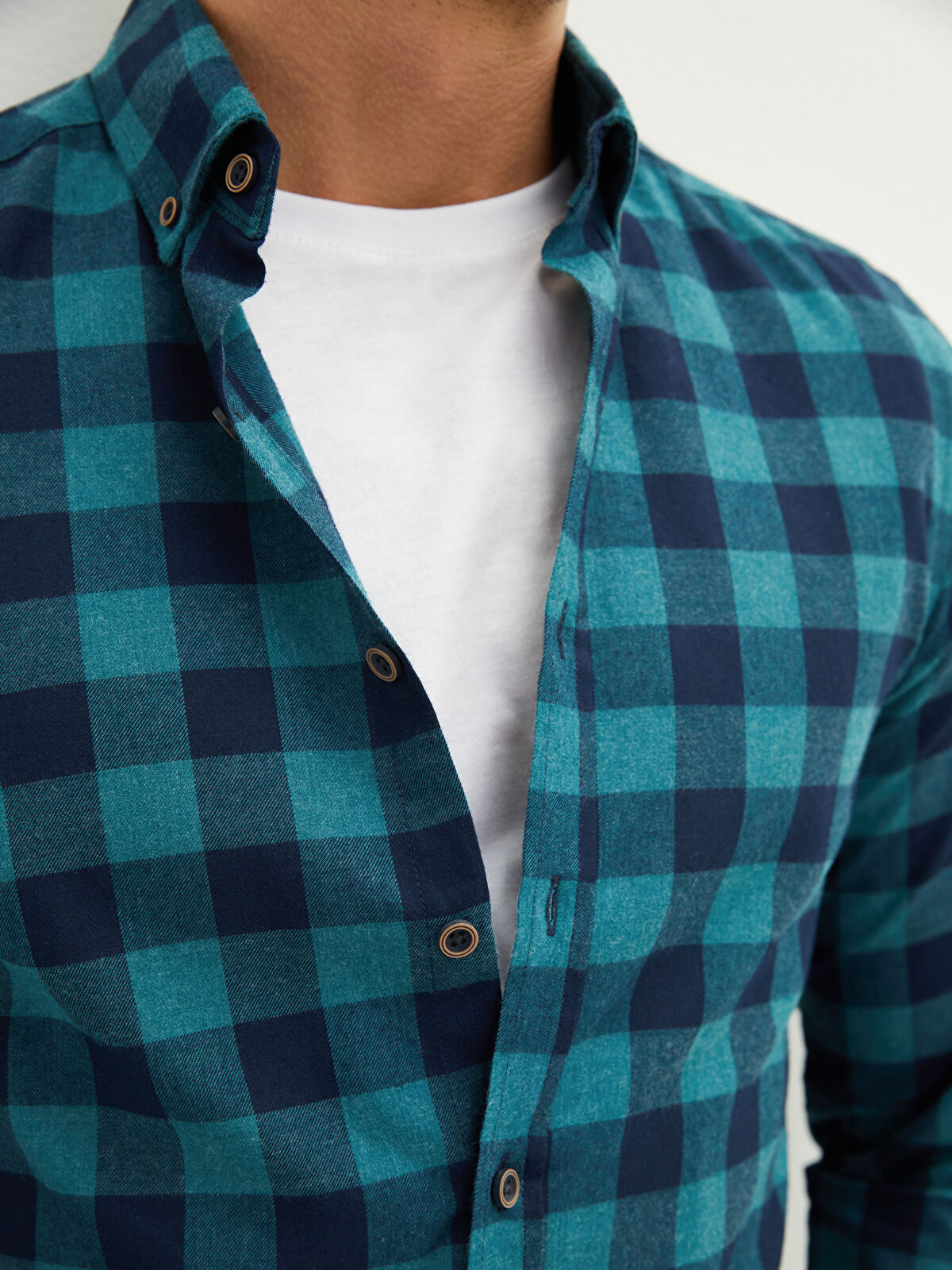 LCWAIKIKI Classic Slim Fit Long Sleeve Plaid Twill Men's