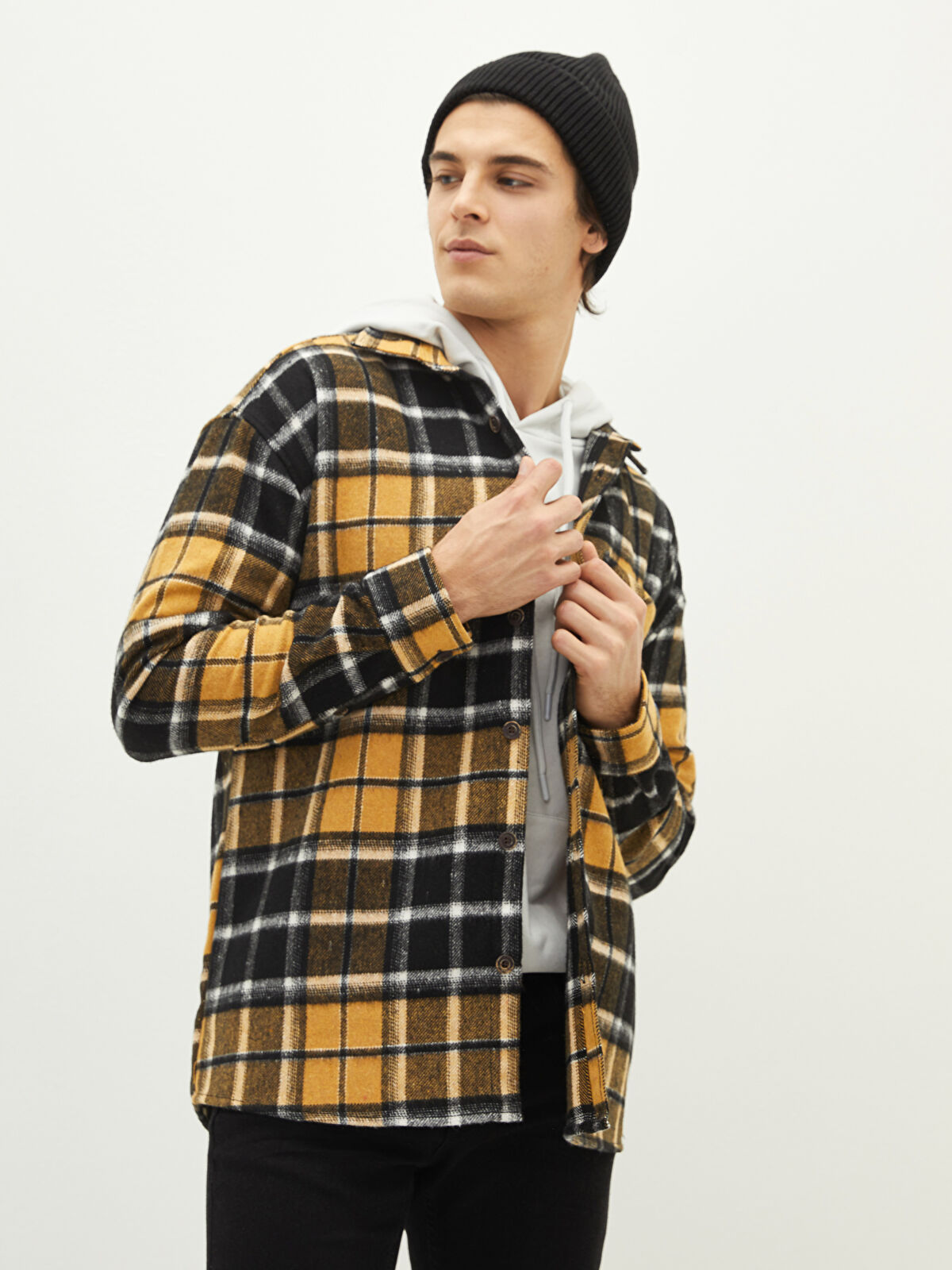 Dsecond ウールシャツ　XS XSIDE Regular Fit Long Sleeve Plaid Men's Flannel Shirt