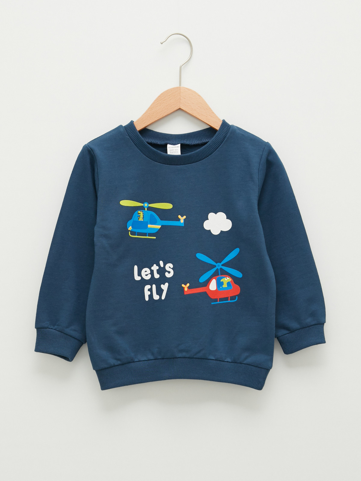 LCW baby Bisiklet Yaka Uzun Kollu Baskılı Erkek Bebek Sweatshirt