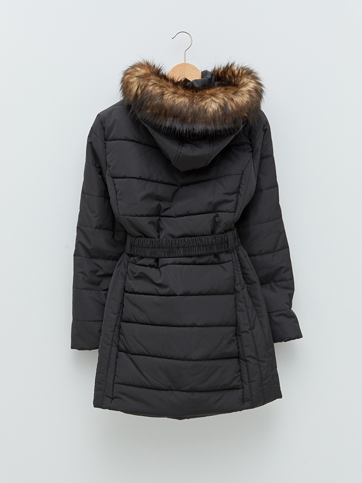 LCWAIKIKI Classic Women's Down Jacket With Hooded Fur Detail Plain