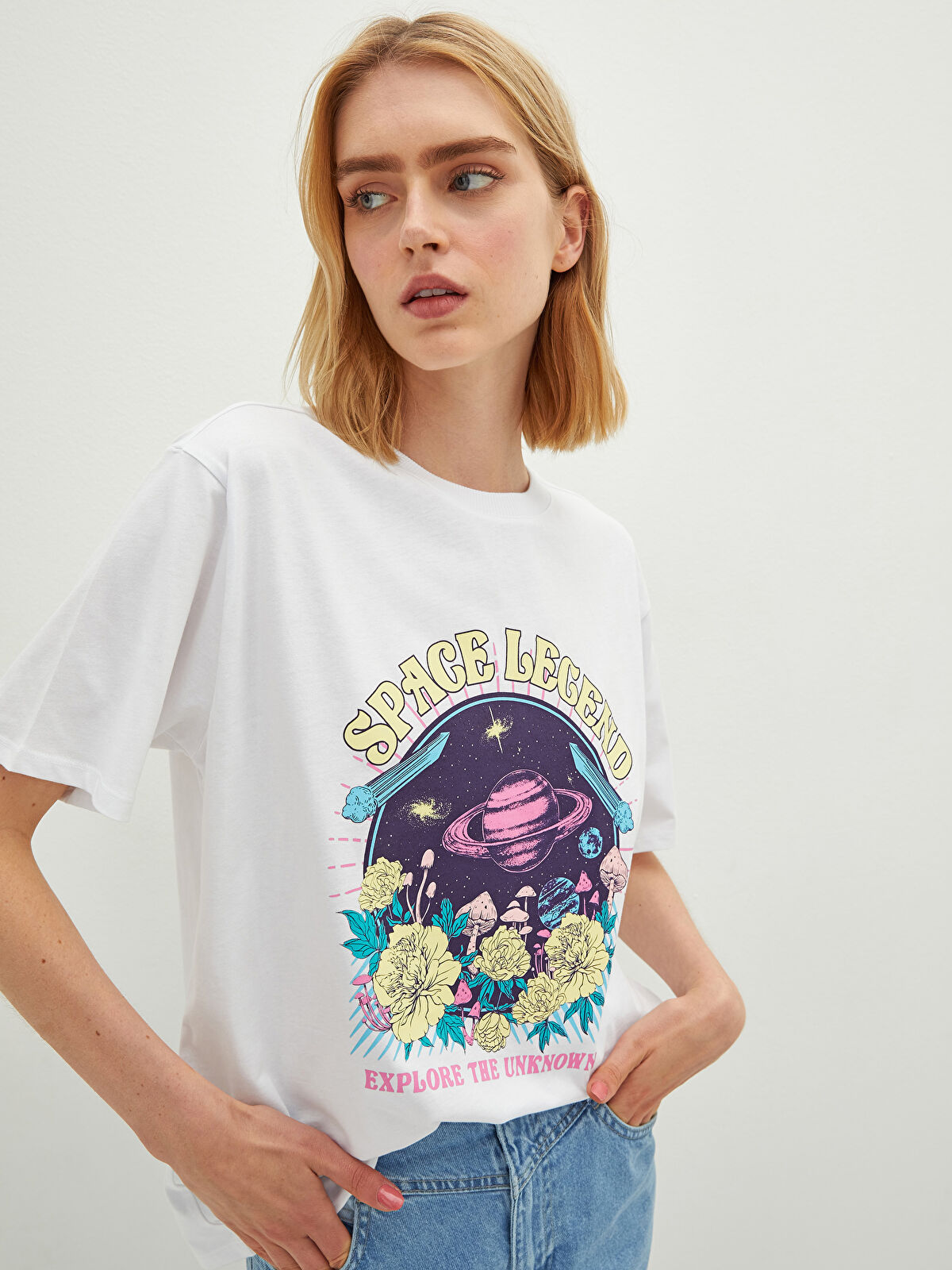 Tシャツ・カットソー ^ ^ Women's Boxy Fit Short Sleeve T-Shirt 47C858G XSIDE Crew Neck Tinker Bell Printed Short Sleeve Women's T