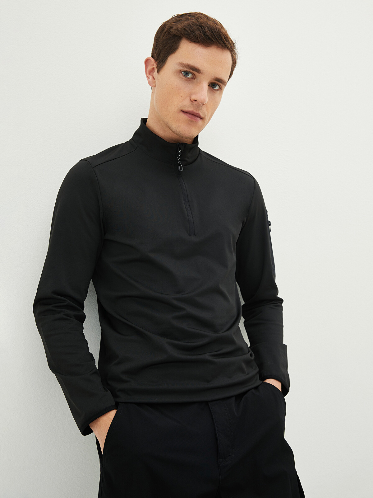 LCW OUTDOOR Zippered Funnel Neck Long Sleeve Men's Sweatshirt
