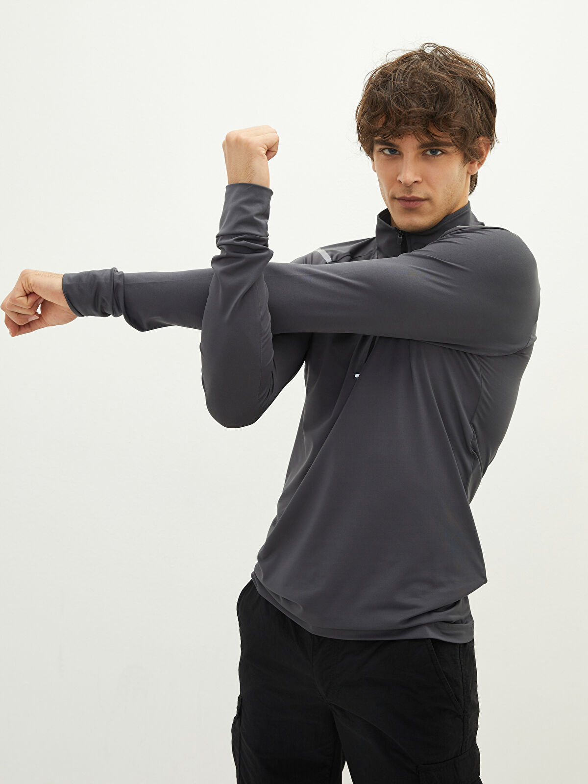 Livelice ウェア Mサイズ XSIDE ACTIVE Dik Yaka Uzun Kollu Erkek Spor Tişört - W1DP85Z8-HEF
