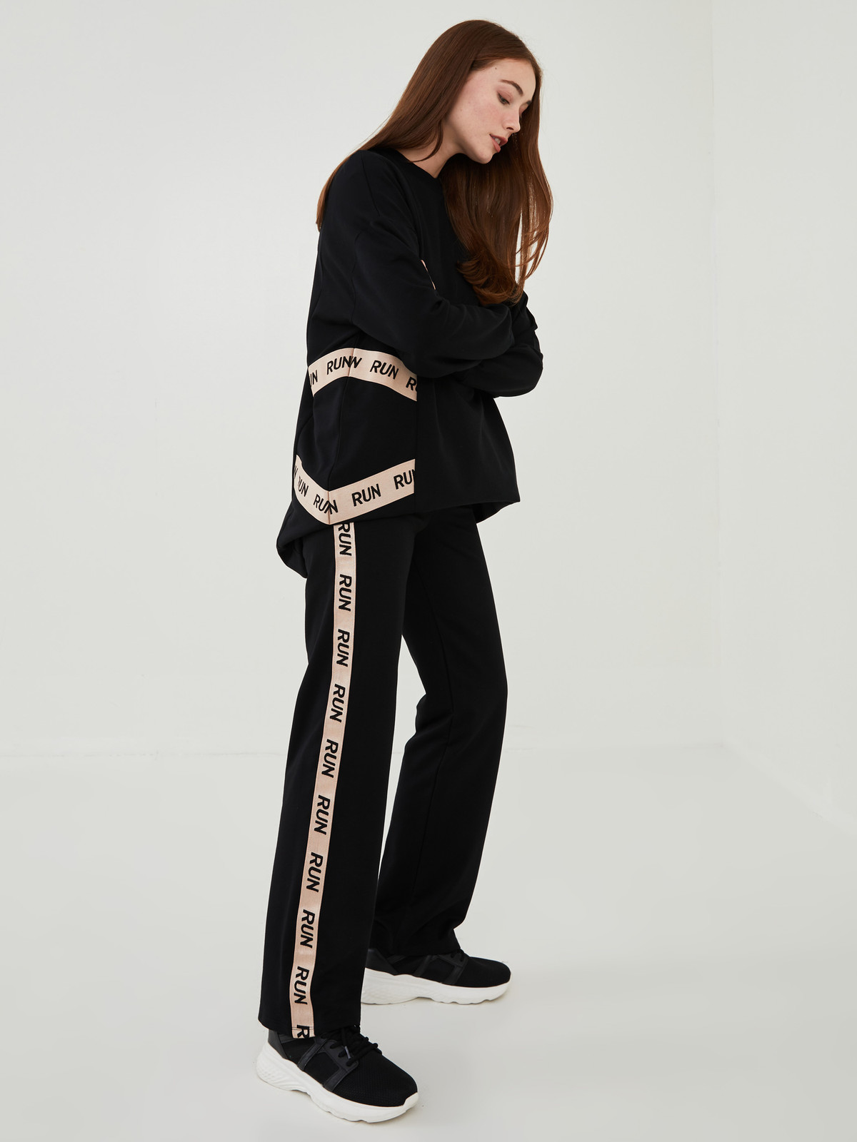LCW Modest Stripe Slogan Printed Women's Tracksuit Bottoms