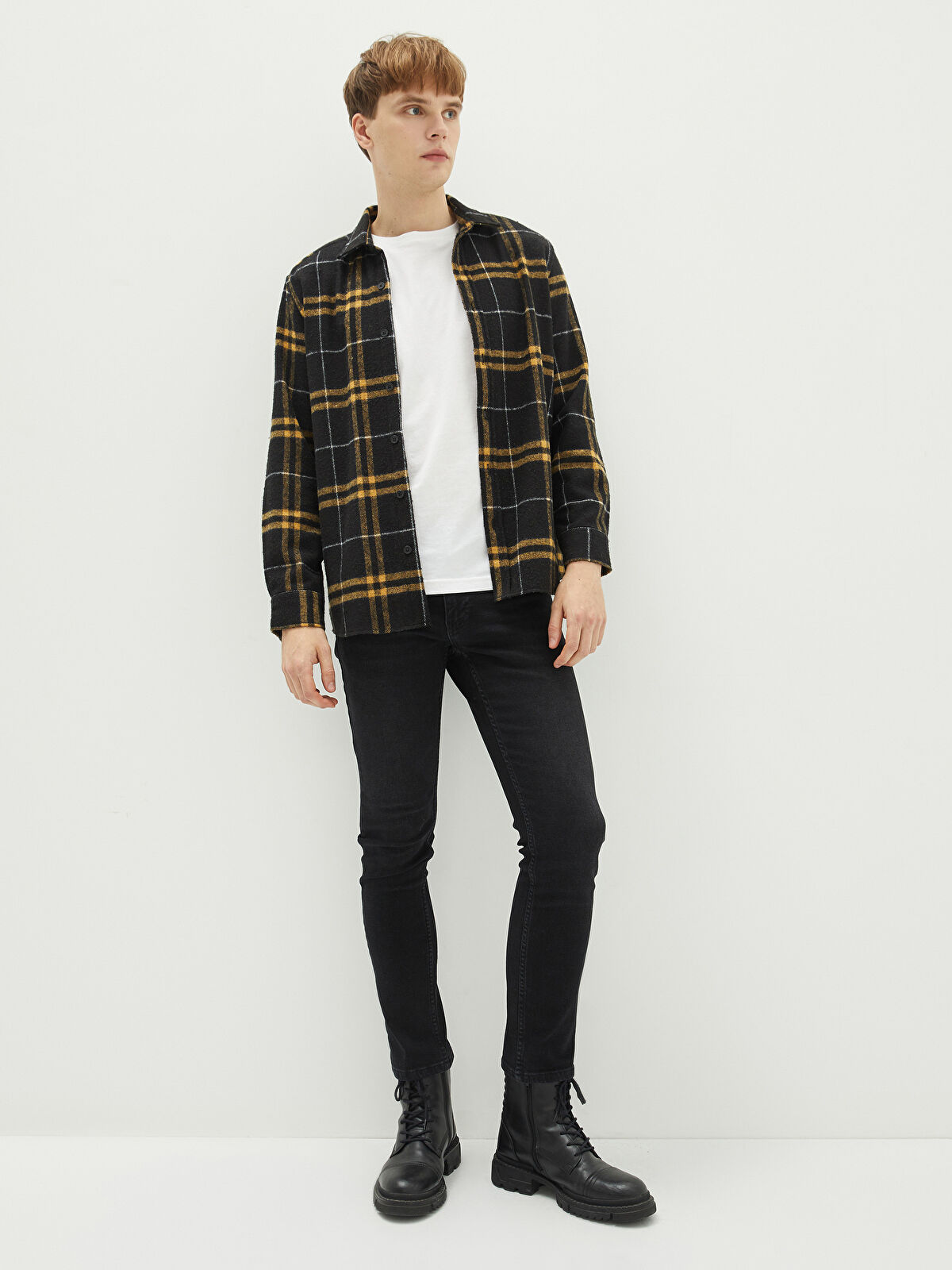 XSIDE Regular Fit Long Sleeve Plaid Men's Flannel Shirt