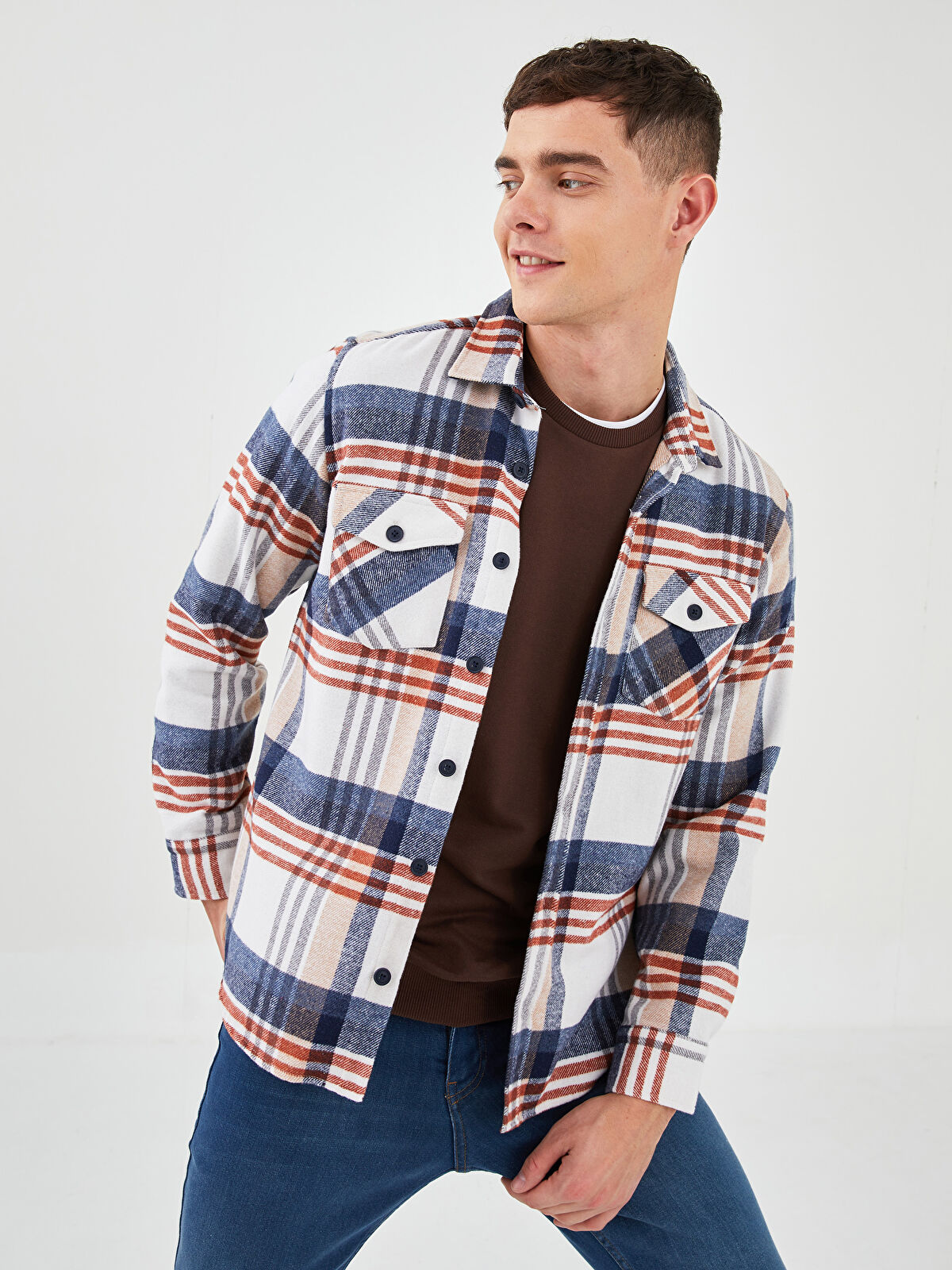 lui's確認ページ XSIDE Regular Fit Long Sleeve Plaid Men's Flannel Shirt