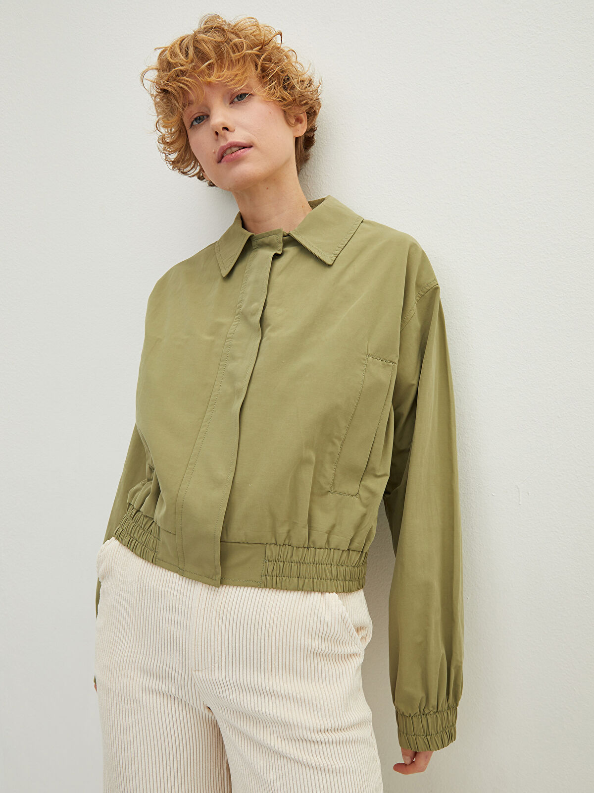 LCW Vision Shirt Collar Straight Pocket Detailed Long Sleeve