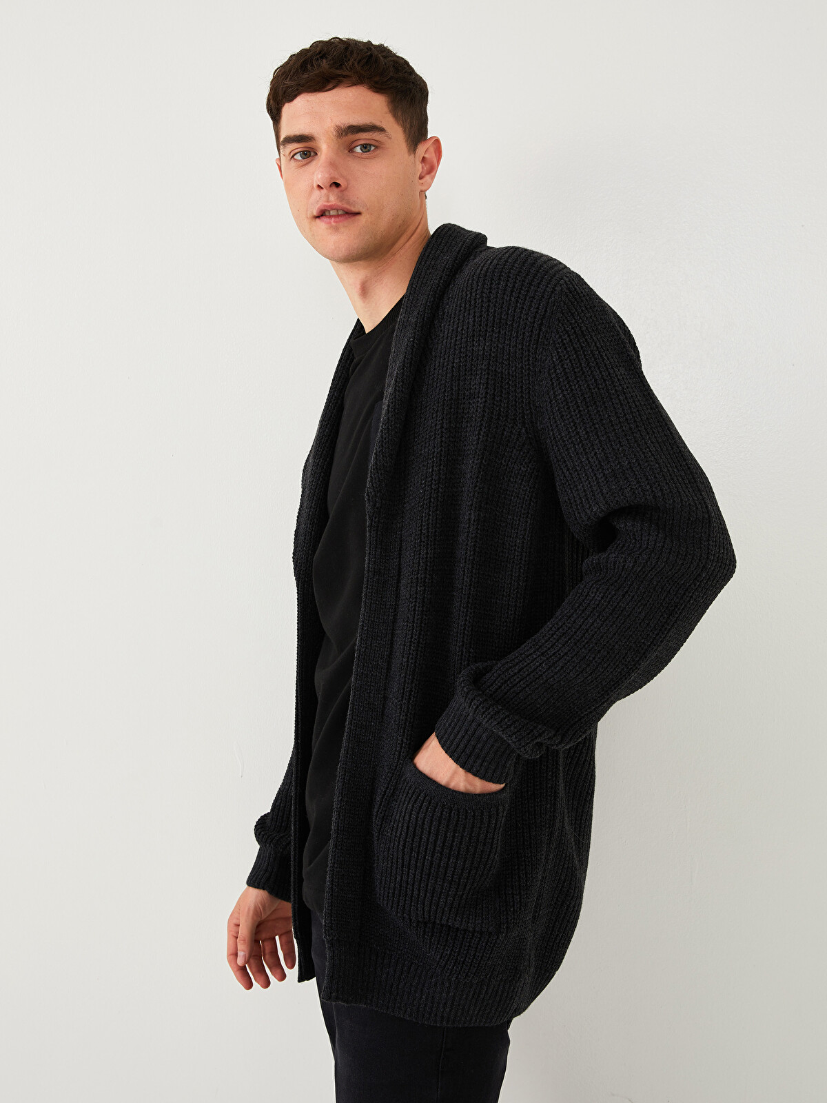 XSIDE Standard Fit Shawl Collar Men's Knitwear Cardigan - W1IQ53Z8