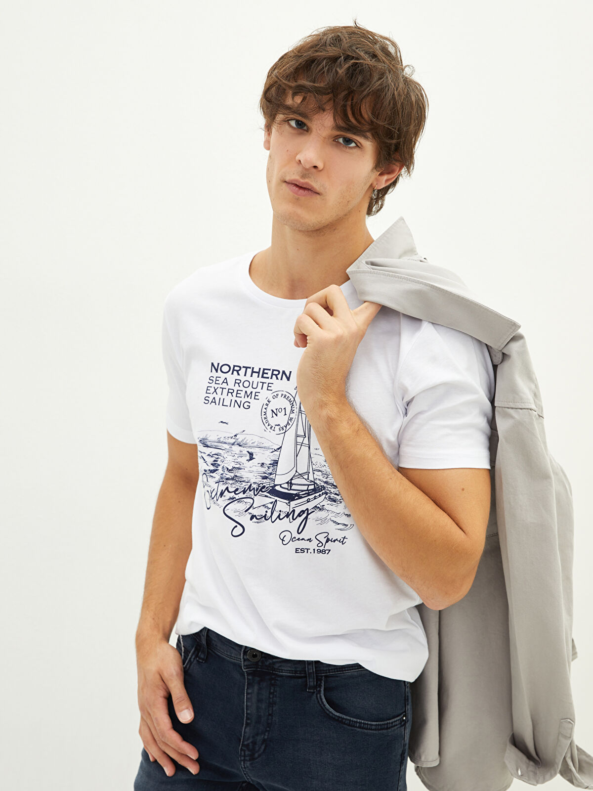 LC Waikiki Crew Neck Short Sleeve Printed Combed Cotton