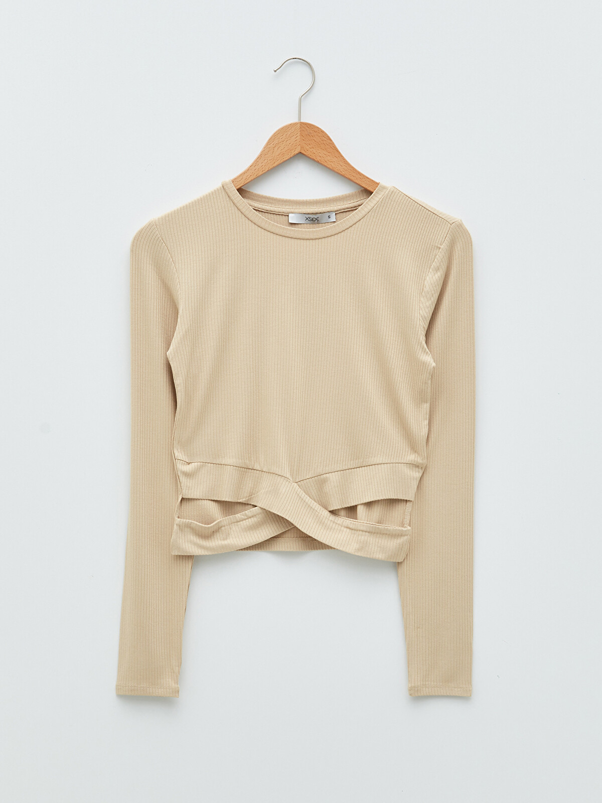 XSIDE Crew Neck Plain Long Sleeve Women's T-Shirt - W1JK83Z8-QTC