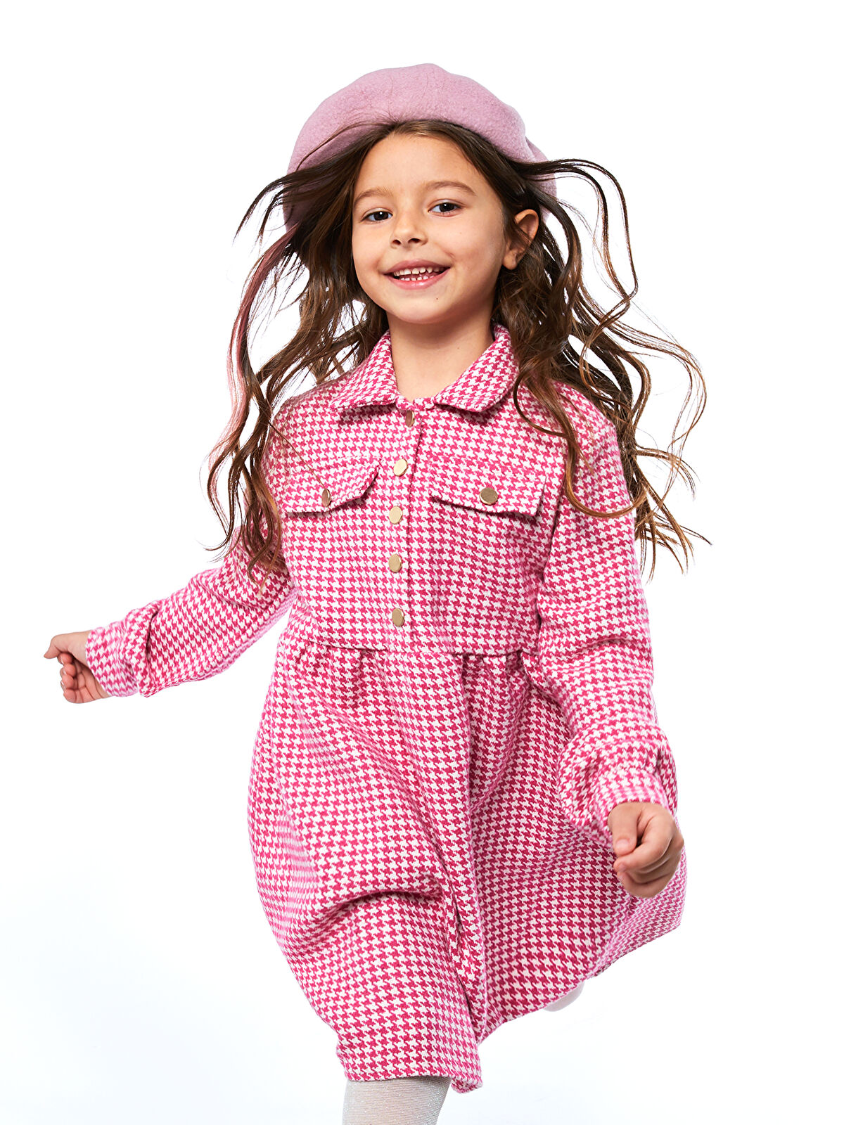 LC Waikiki Shirt Collar Crowbar Pattern Long Sleeve Girl