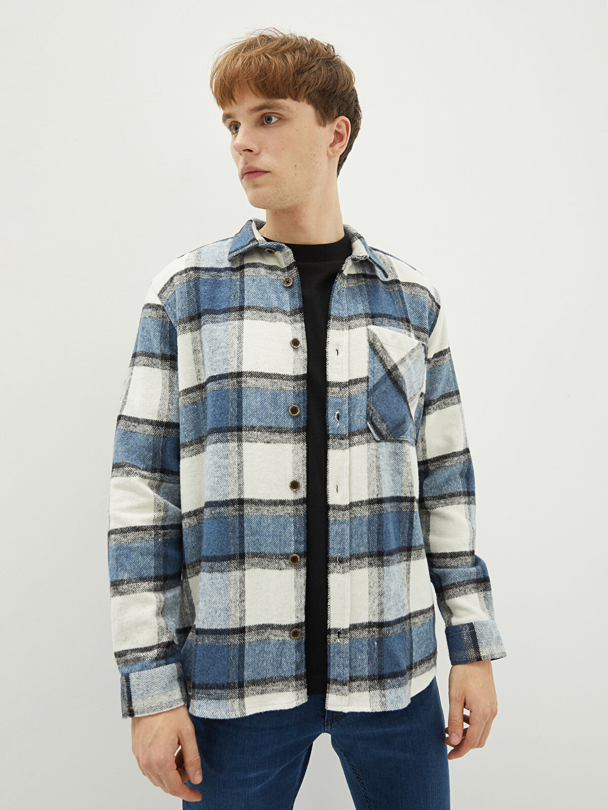【はこぽす対応商品】 Long Fit Regular XSIDE Sleeve Shirt Flannel Men's Plaid 乳液・ミルク